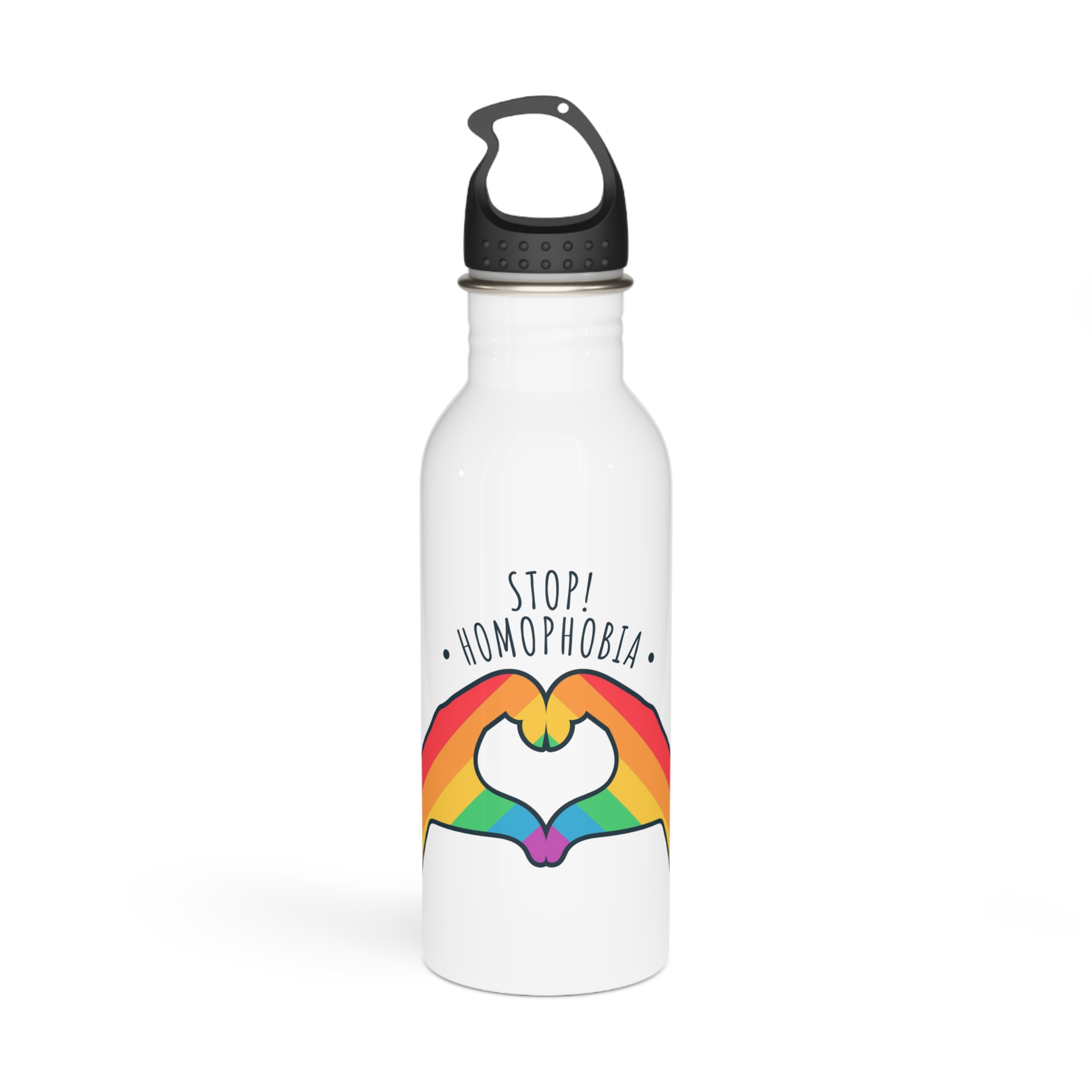 Stop Homophobia 17 May Lgbt Pride Heart Hand Rainbow Color Poster Sticker Symbol Vector Stainless Steel Water Bottle