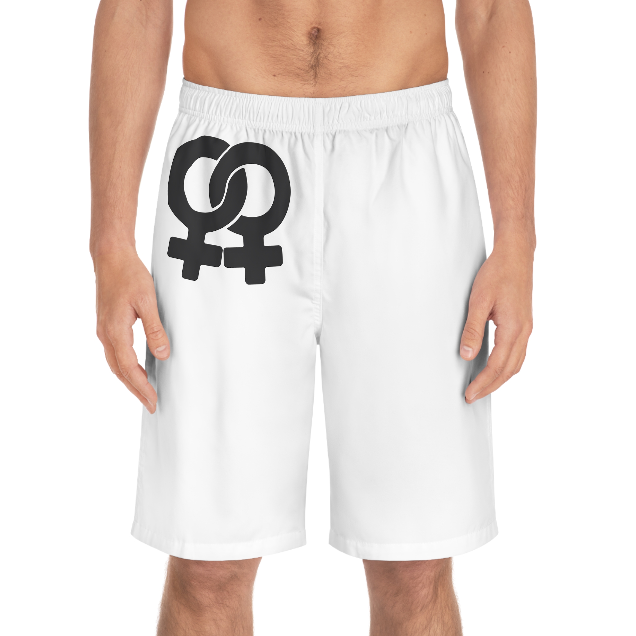Silhouette Female Homosexual Venus Symbol Gender Pictogram Vector Illustration Mens Board Shorts Aop - Image 3