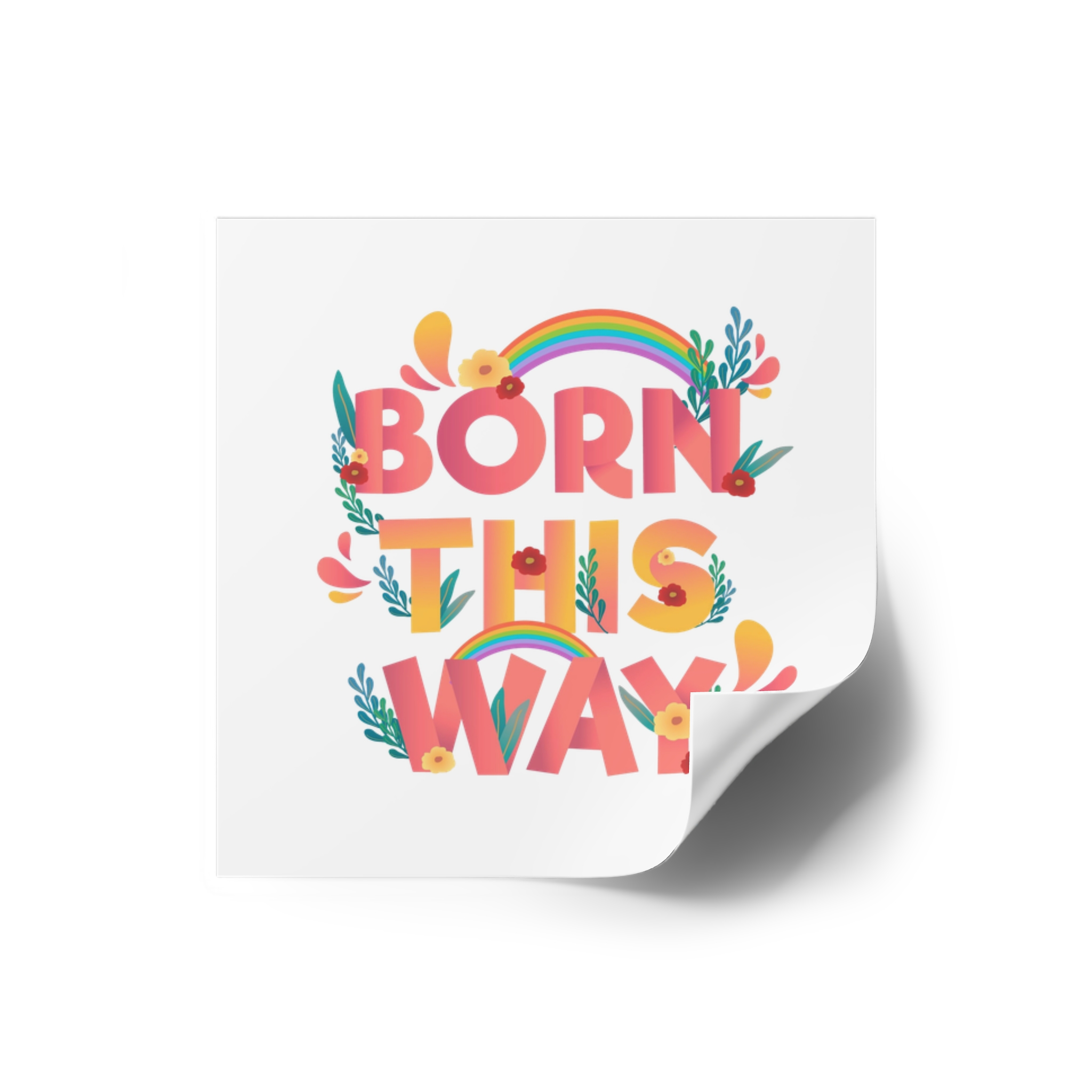 Pride Day Positive Lettering Design Laminate Stickers Square - Image 10