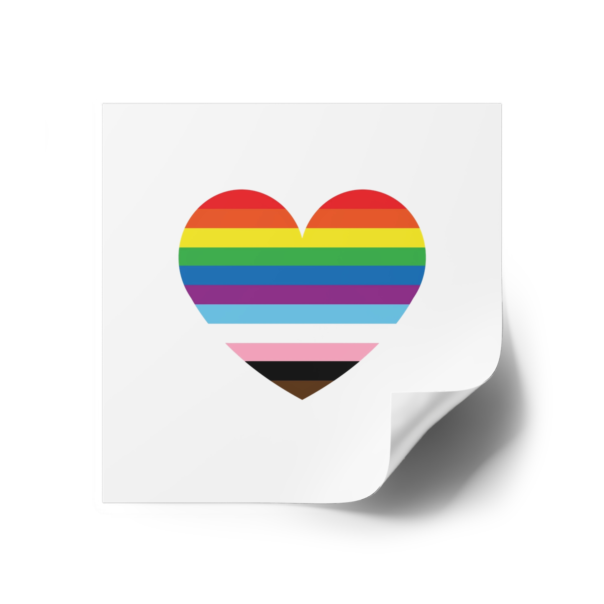 Progress Pride Flag Heart Symbol Love Inclusion Laminate Stickers Square - Image 18