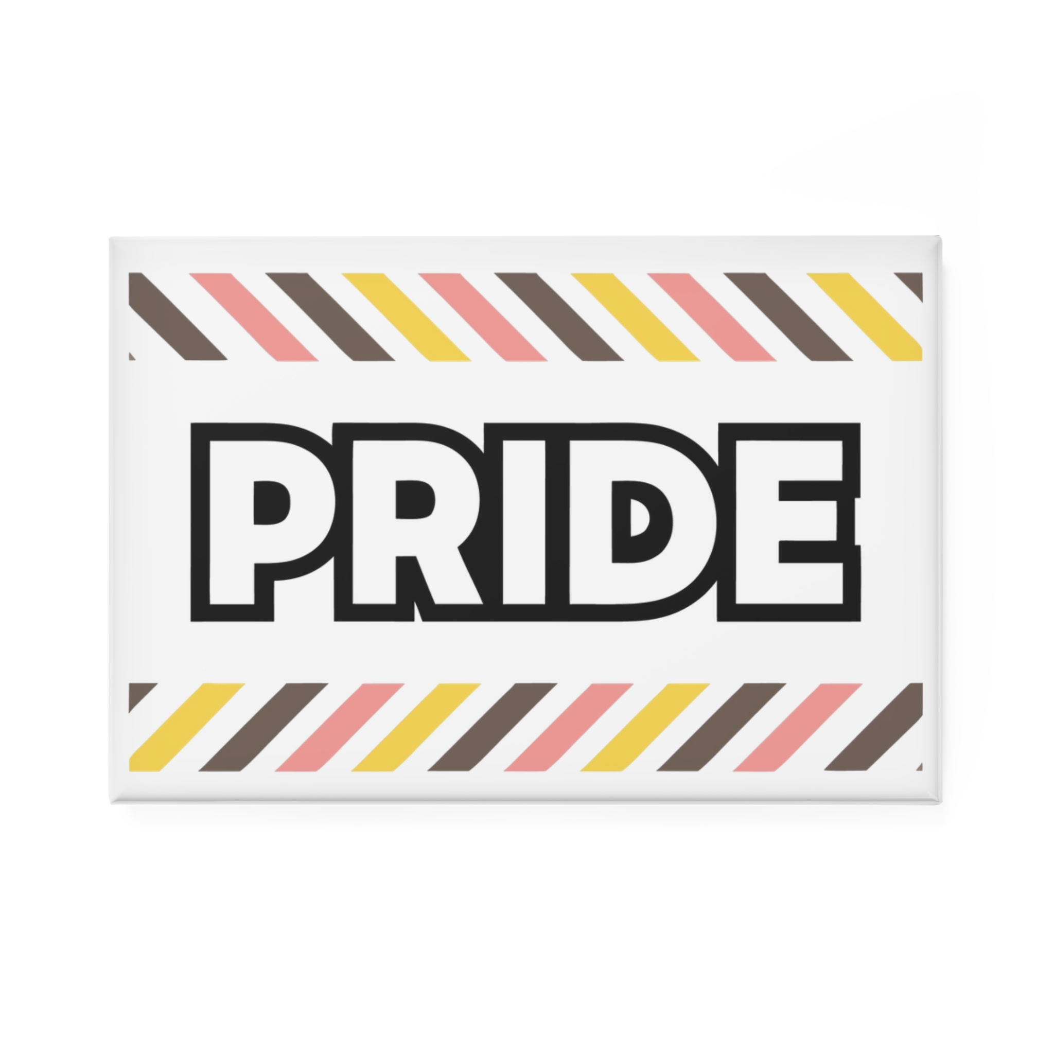 Bold P R I D E Word Graphic With Fill Colorful Diagonal Stripes Pride Text Button Magnet Rectangle 1 And 10 Pcs