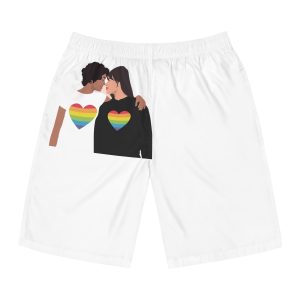 Embracing Lgbt Couple Couple Girls Love Smiling Each Other Mens Board Shorts Aop