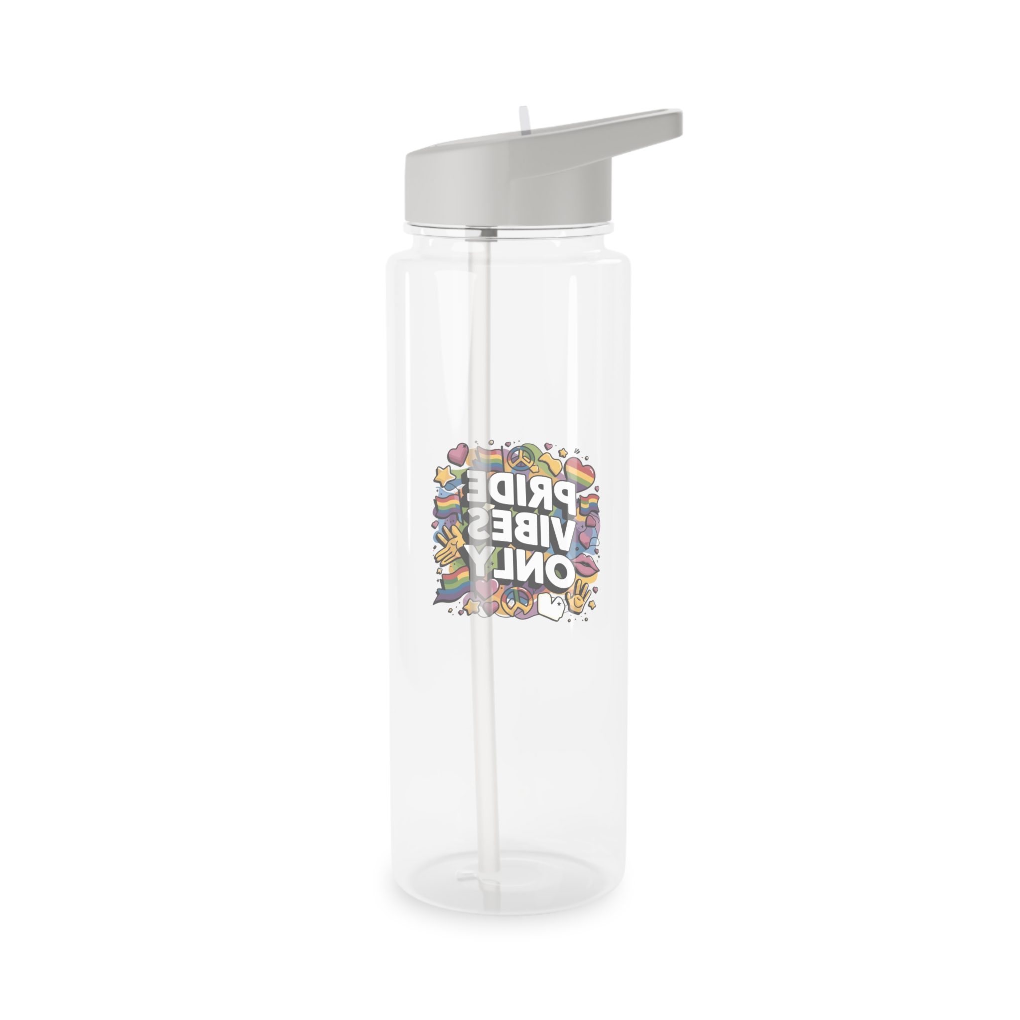 Pride Vibes Only T Shirt Design Isolated White Background Tritan Water Bottle - Image 6
