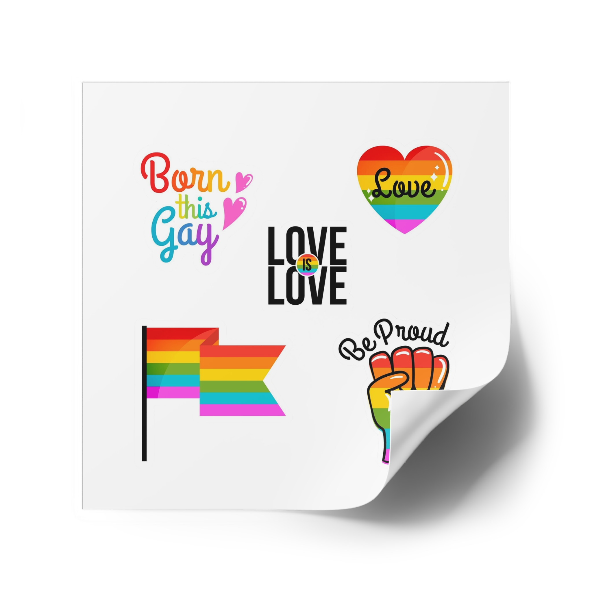 Pride Day Badges With Flag Collection Laminate Stickers Square - Image 34