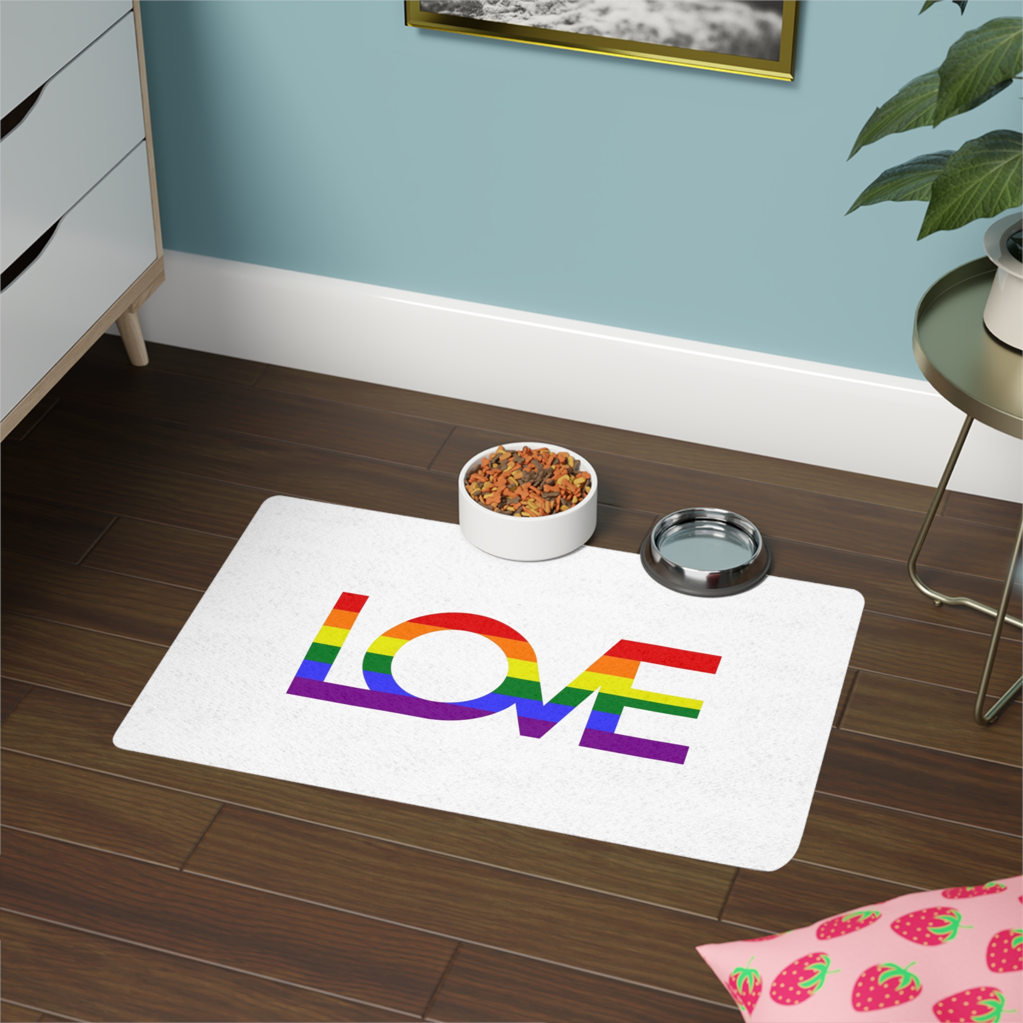 Inscription Love With Colors Lgbt Flag Vector Illustration Pet Food Mat 12x18 - Image 4