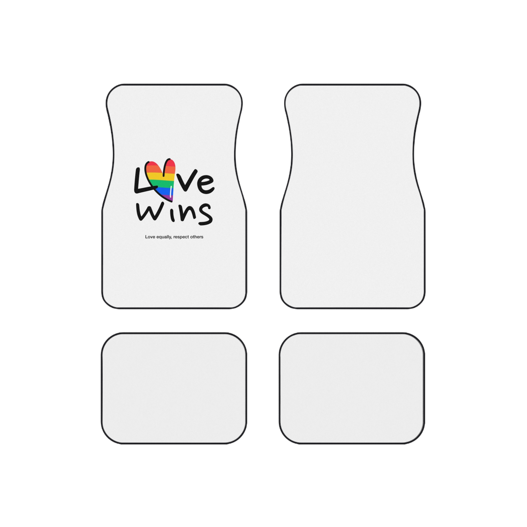 Love Letter Pride Rainbow Lettering Text Writing Pattern Freedom Love Heart Homo Colors Flag Parade(2) (1) Car Mats Set Of 4
