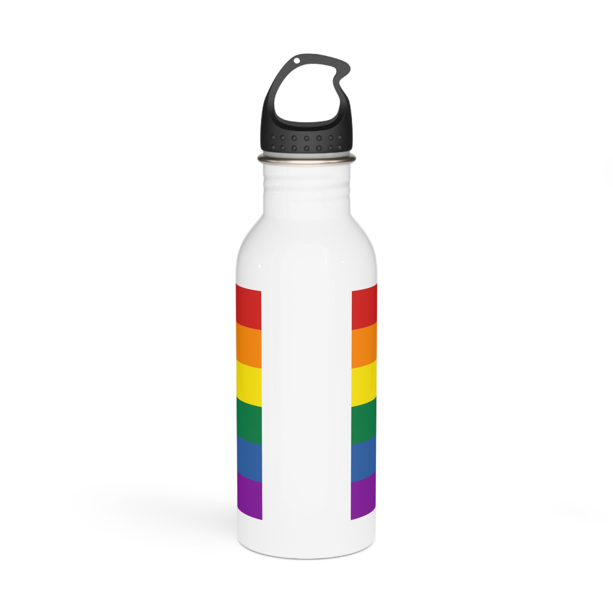 Pride Flag White Heart Shape Icon Inside Vector Illustration Stainless Steel Water Bottle - Image 3
