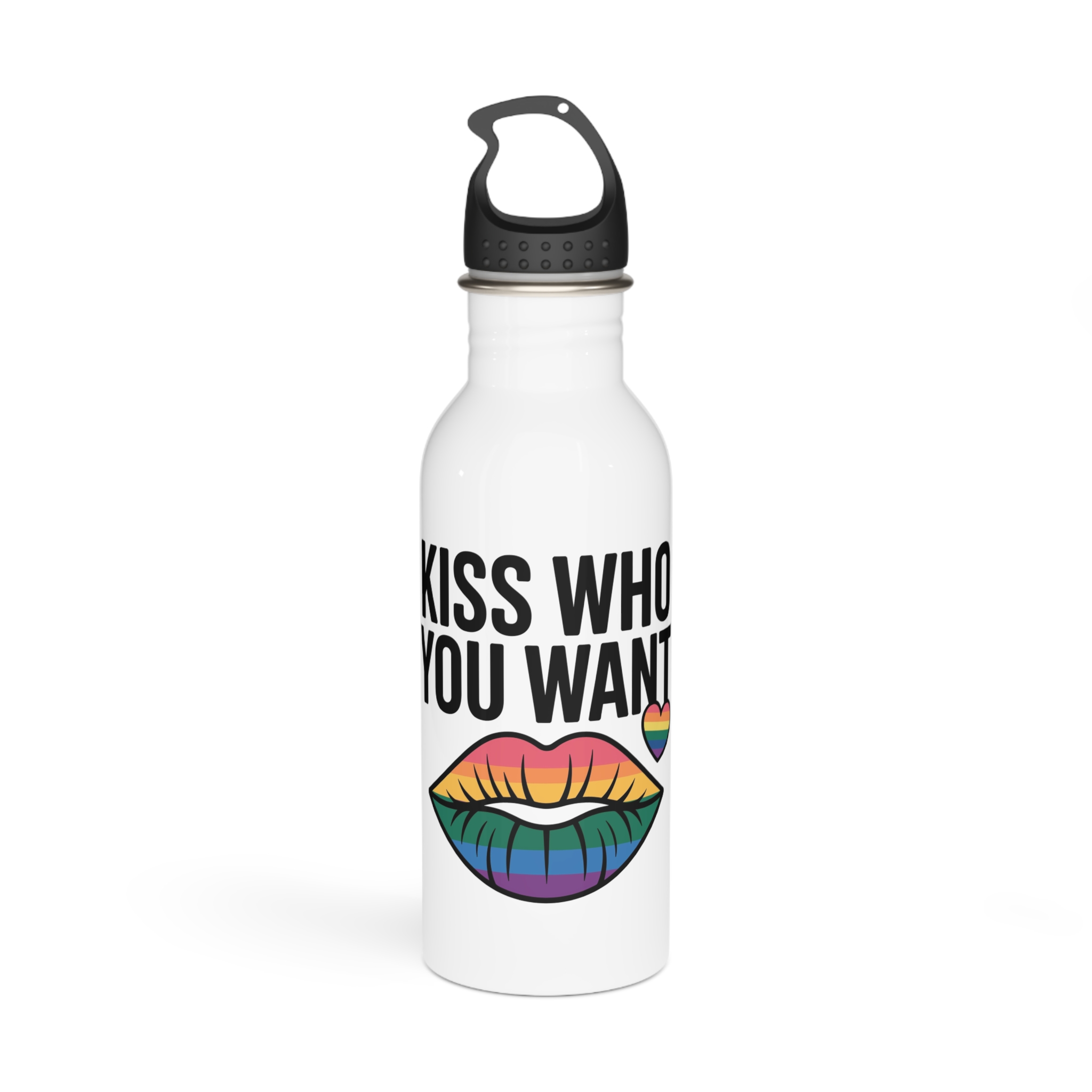 Kiss Who You Want T Shirt Design Isolated White Background Stainless Steel Water Bottle