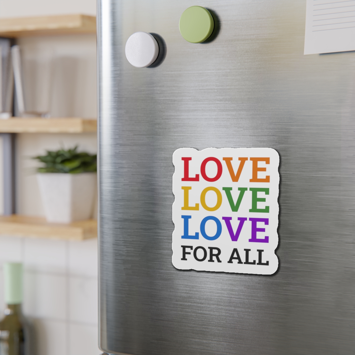 Love All Lgbtq Pride Month Positive Quote Rainbow Color Typographic Art White Background Die Cut Magnets - Image 15