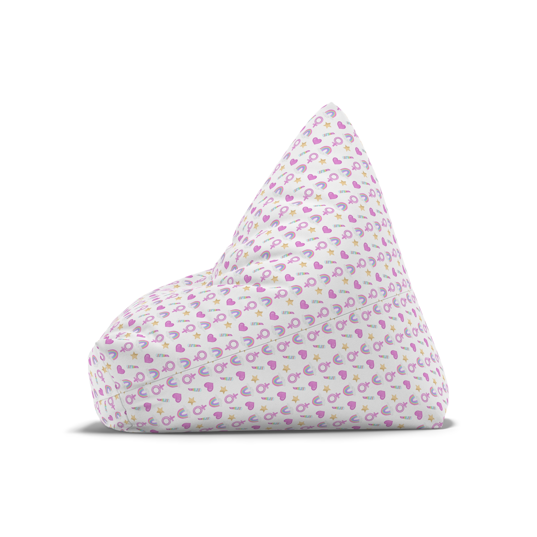 Cute Feminine Seamless Pattern With Rainbows Hearts Venus Symbols Bean Bag Chair Cover - Image 8
