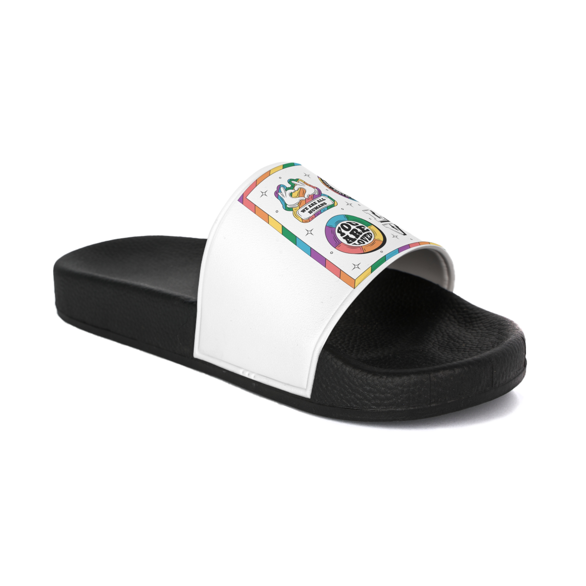 Hand Drawn Labels Collection Pride Month Celebration Mens Slide Sandals - Image 2
