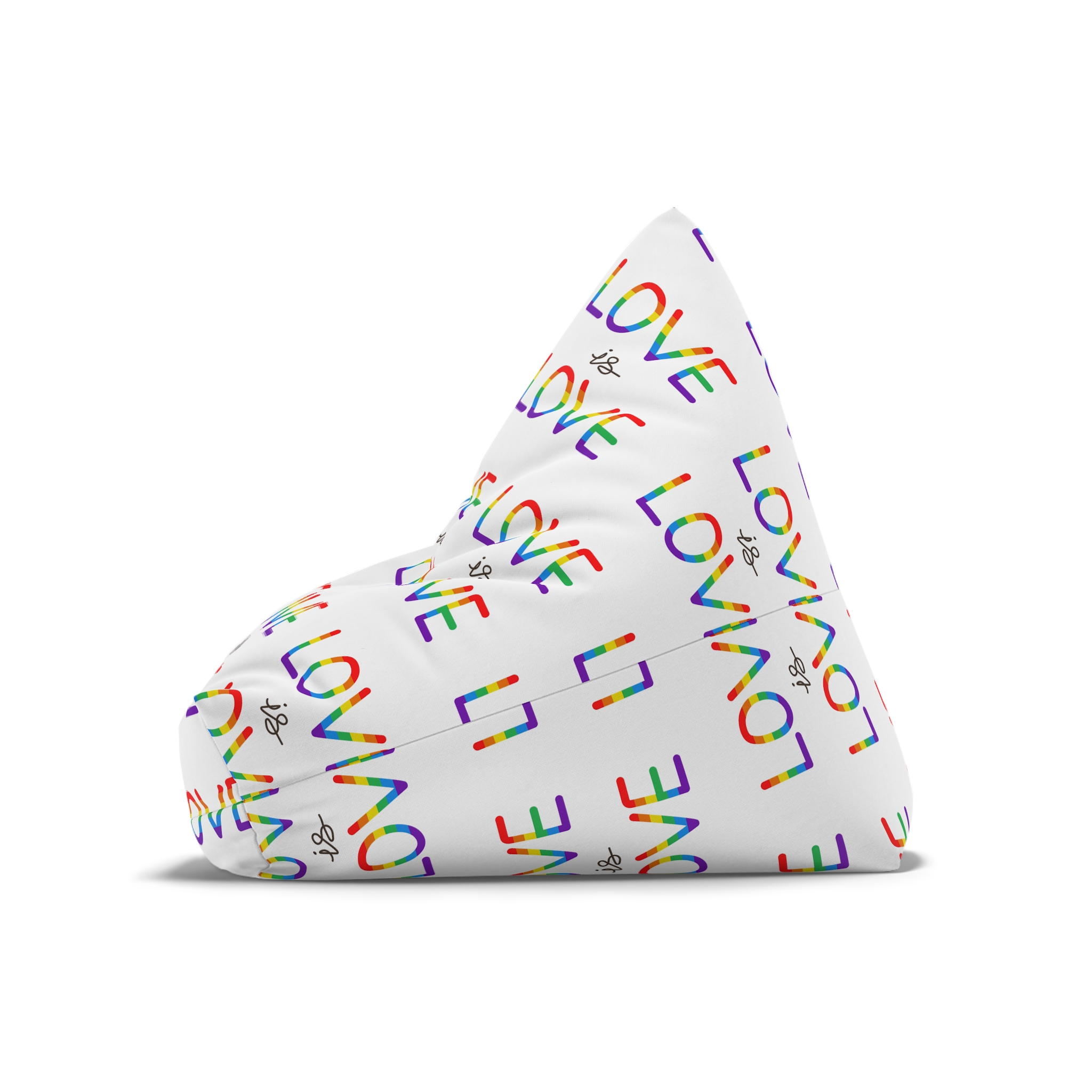 Vector Love Is Love Phrase Lgbt Text Lettering Rainbow Colors Bean Bag Chair Cover - Image 8