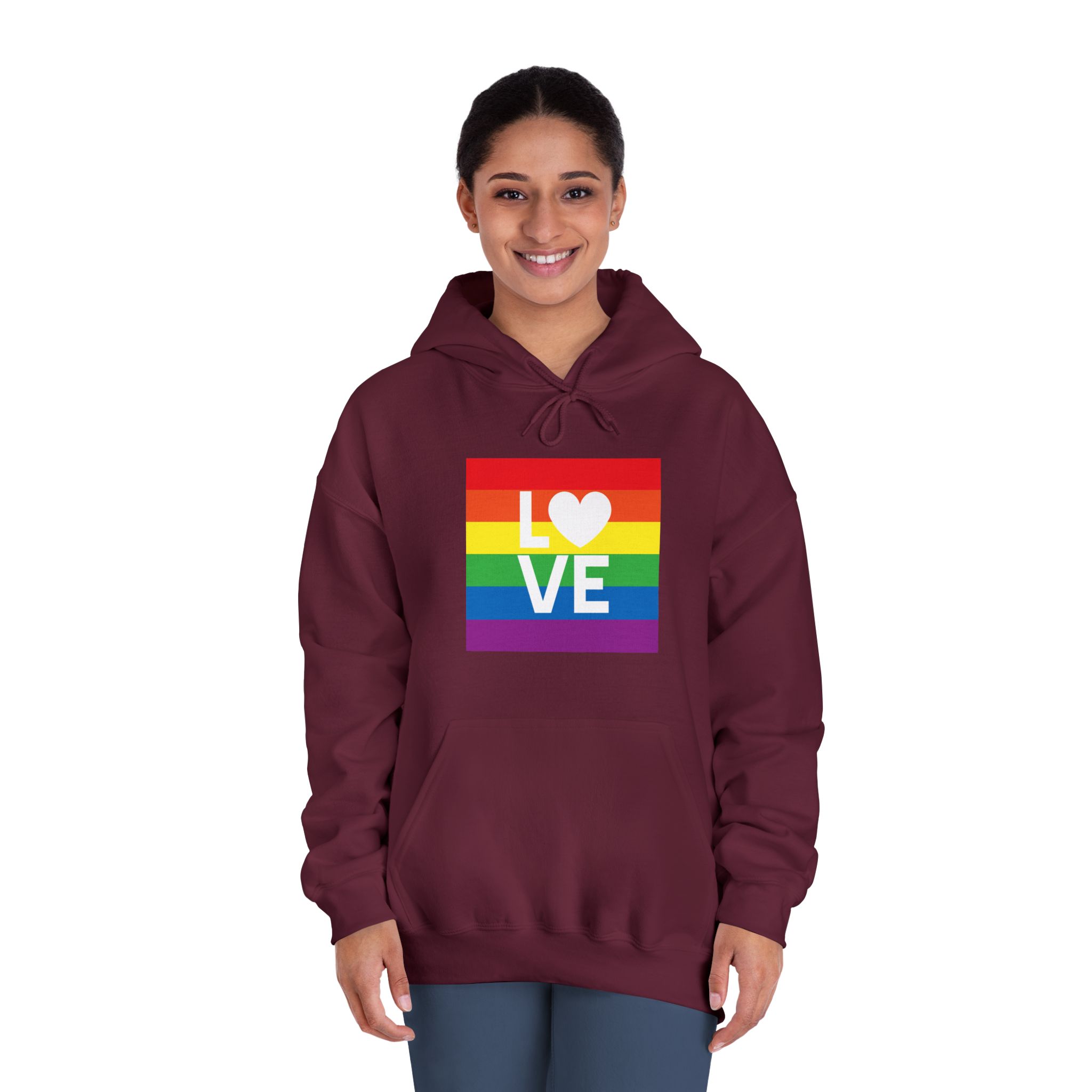 Love Lgbt Heart Squere White Unisex Dryblend Hooded Sweatshirt - Image 20