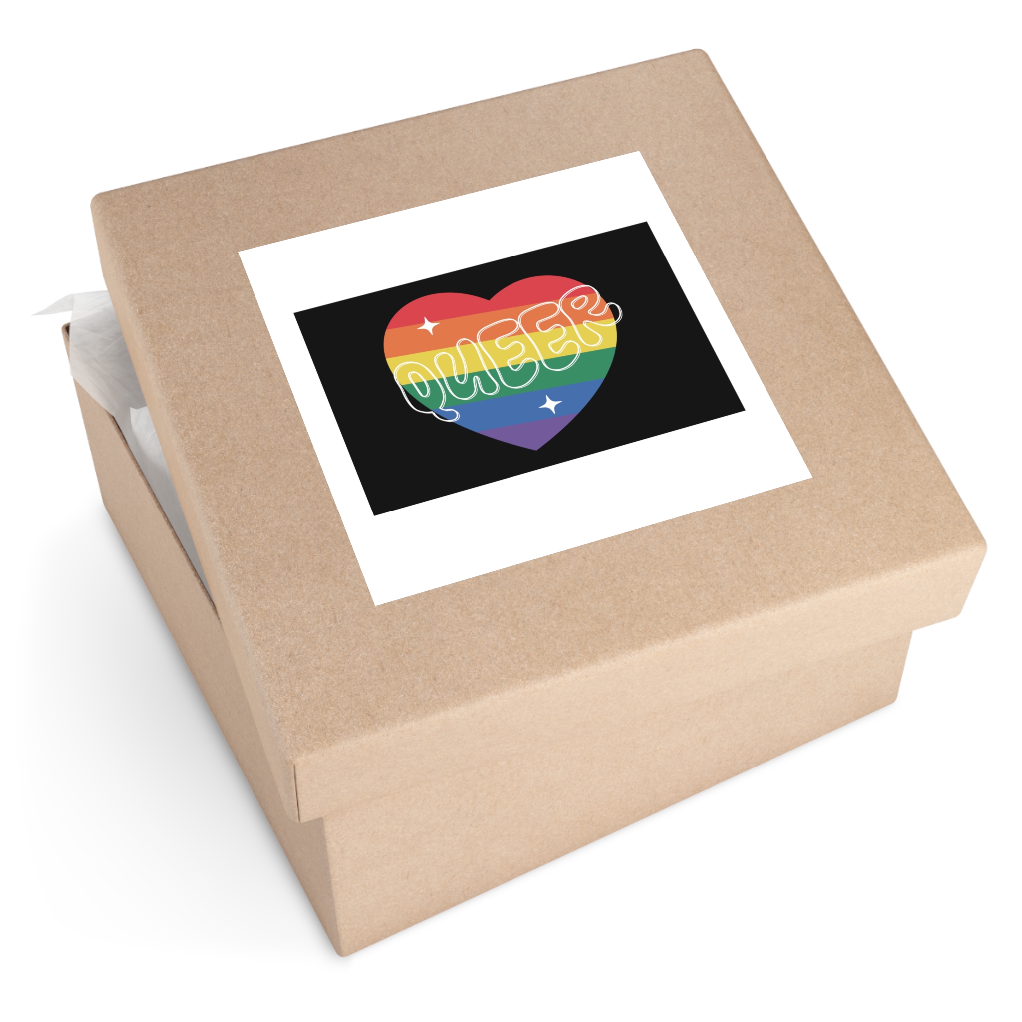 Queer Pride Heart Laminate Stickers Square - Image 51