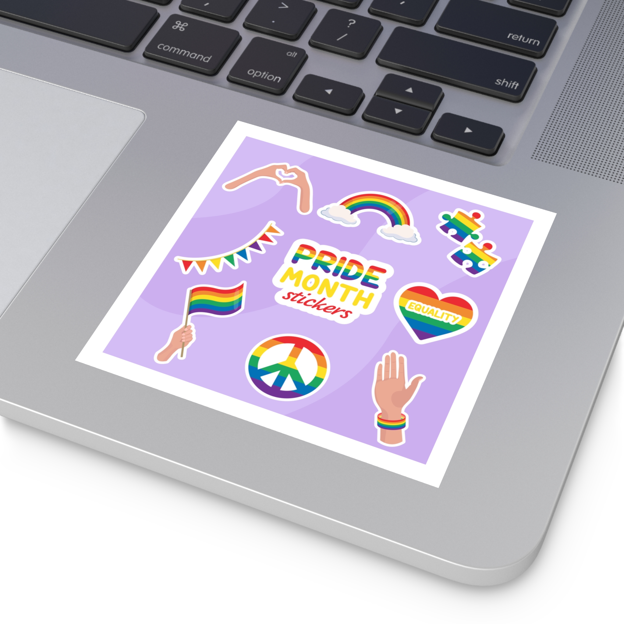 Pride Month Cute Stickers Lgbtq Rainbow Flag Flat Illustrations Laminate Stickers Square - Image 19