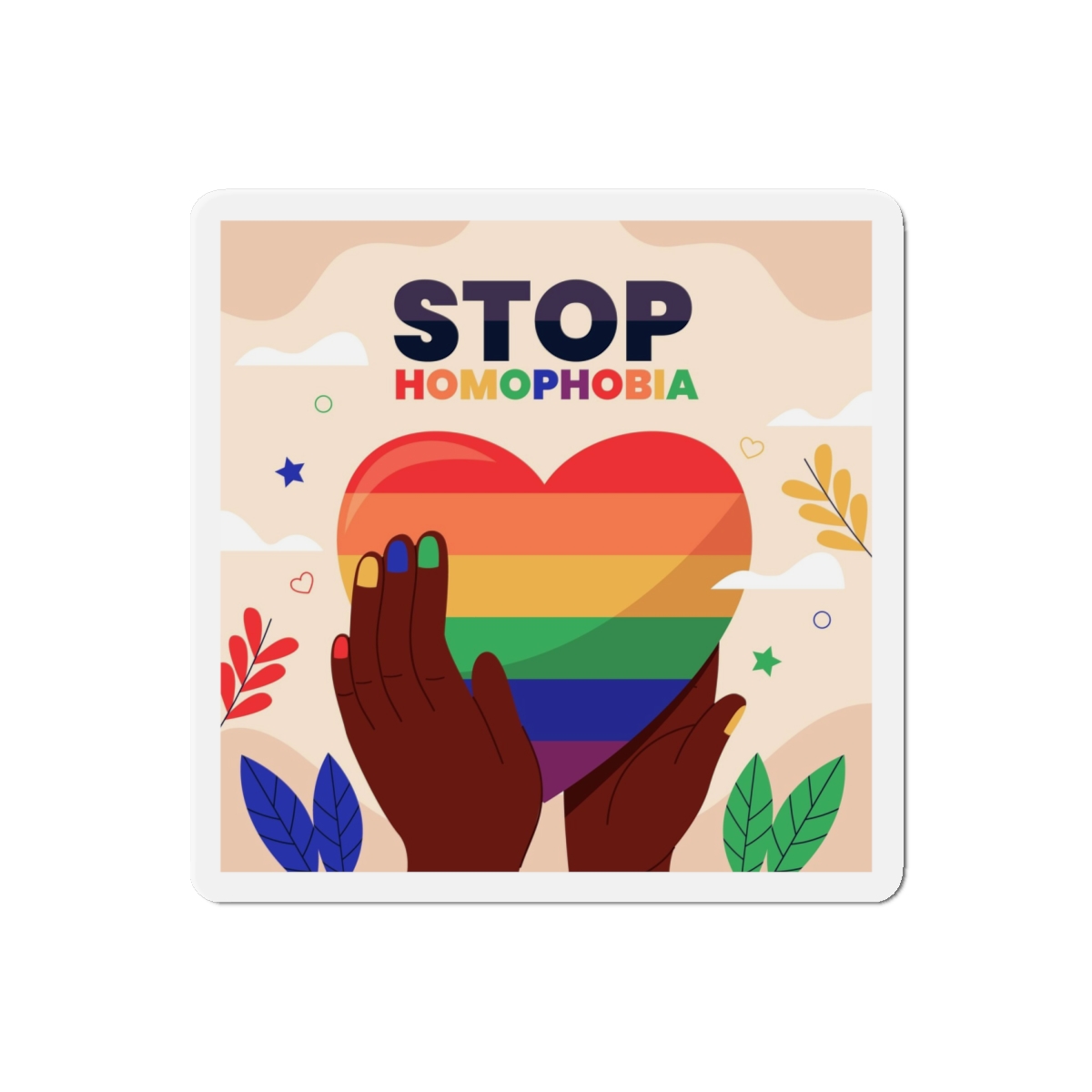 Hand Drawn Stop Homophobia Message Illustrated Die Cut Magnets - Image 13
