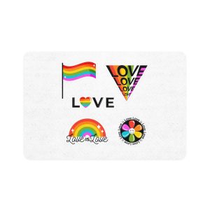 Pride Day Badges With Flag Pet Food Mat 12x18
