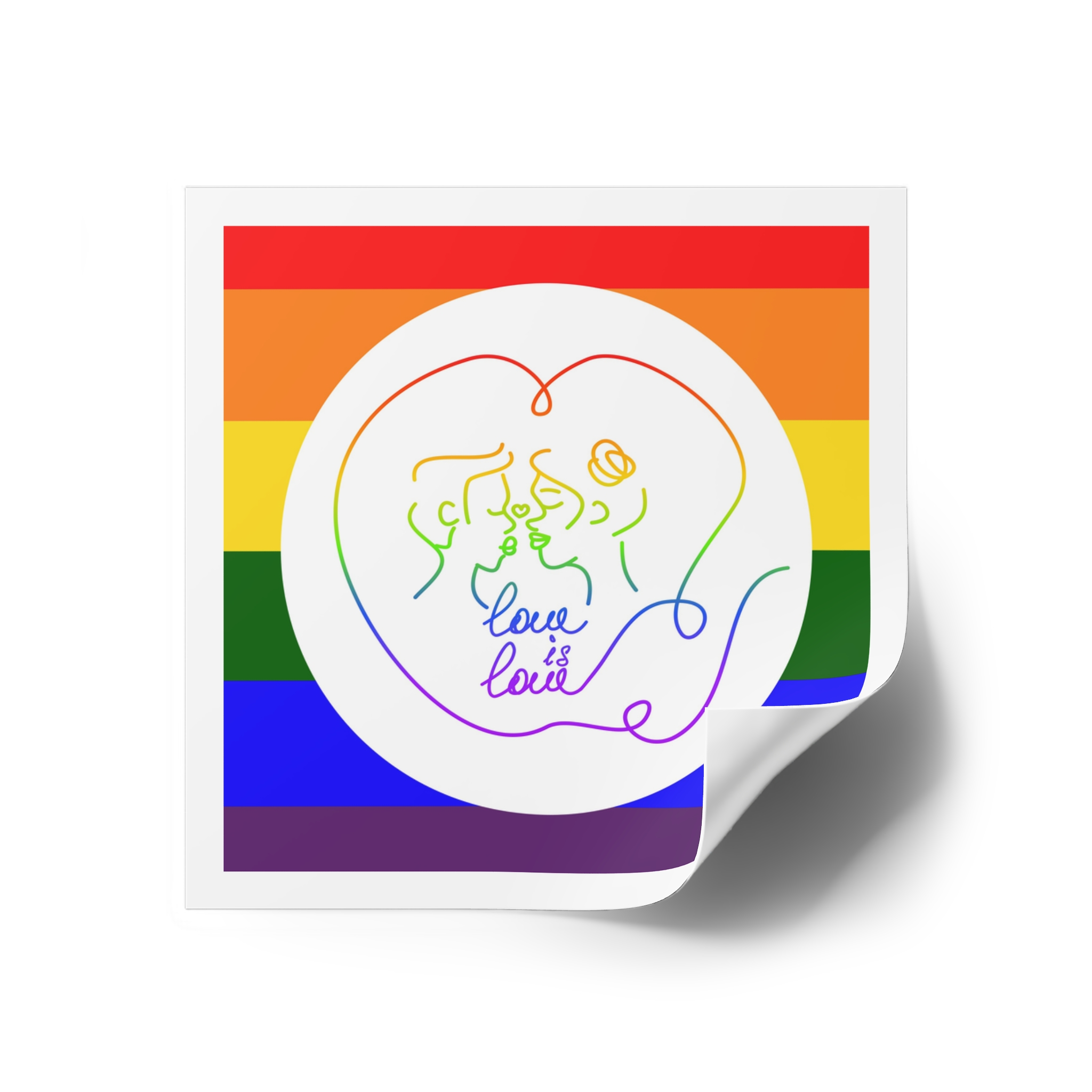 Poster With Kissing Woman Hand Lettering Love Is Love Theme Month Pride Lgbtq Love Background Laminate Stickers Square - Image 22