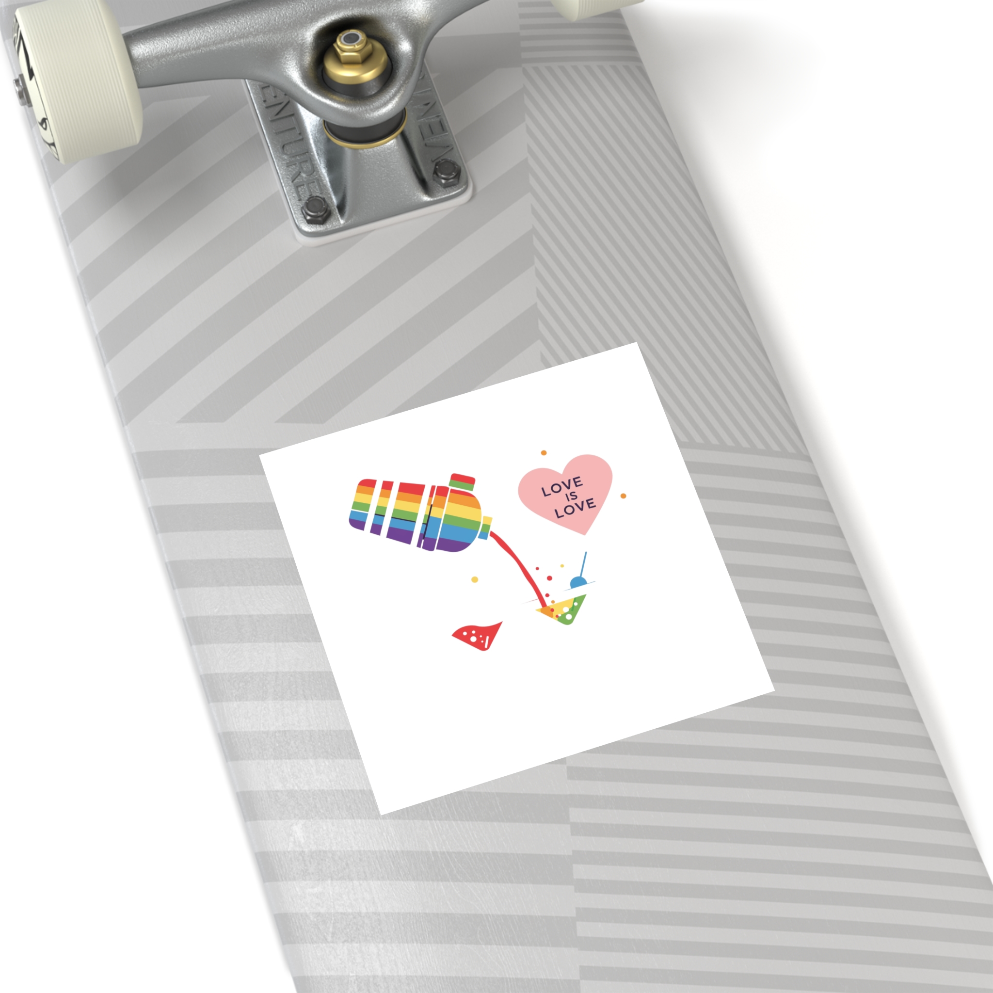 Rainbow Cocktail Shaker Pouring Drink With Heart Love Is Love Illustration Vector Laminate Stickers Square - Image 36