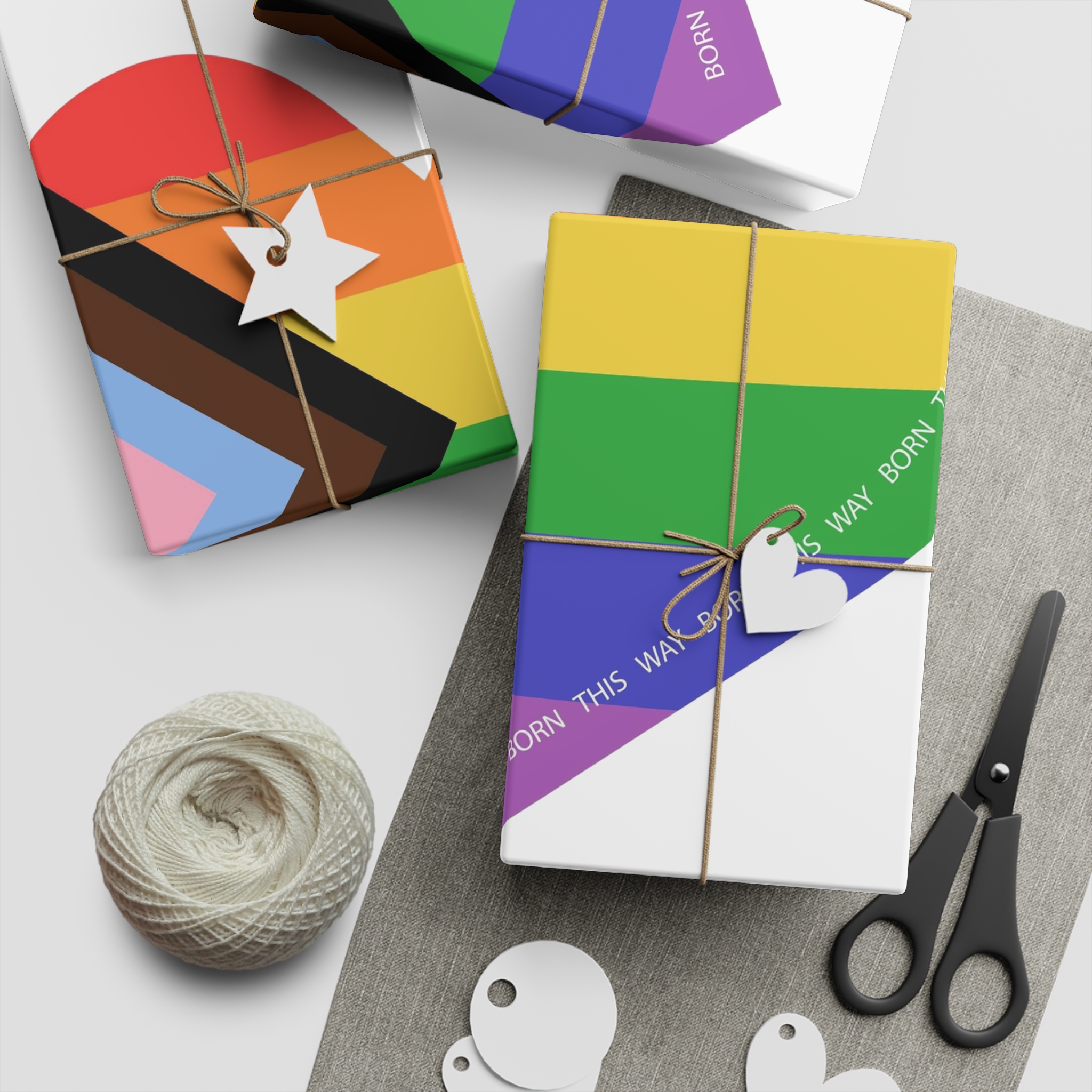 Heart Shaped Lgbtq Flag Flat Vector Illustration Gift Wrapping Paper Sheets 1pc - Image 2