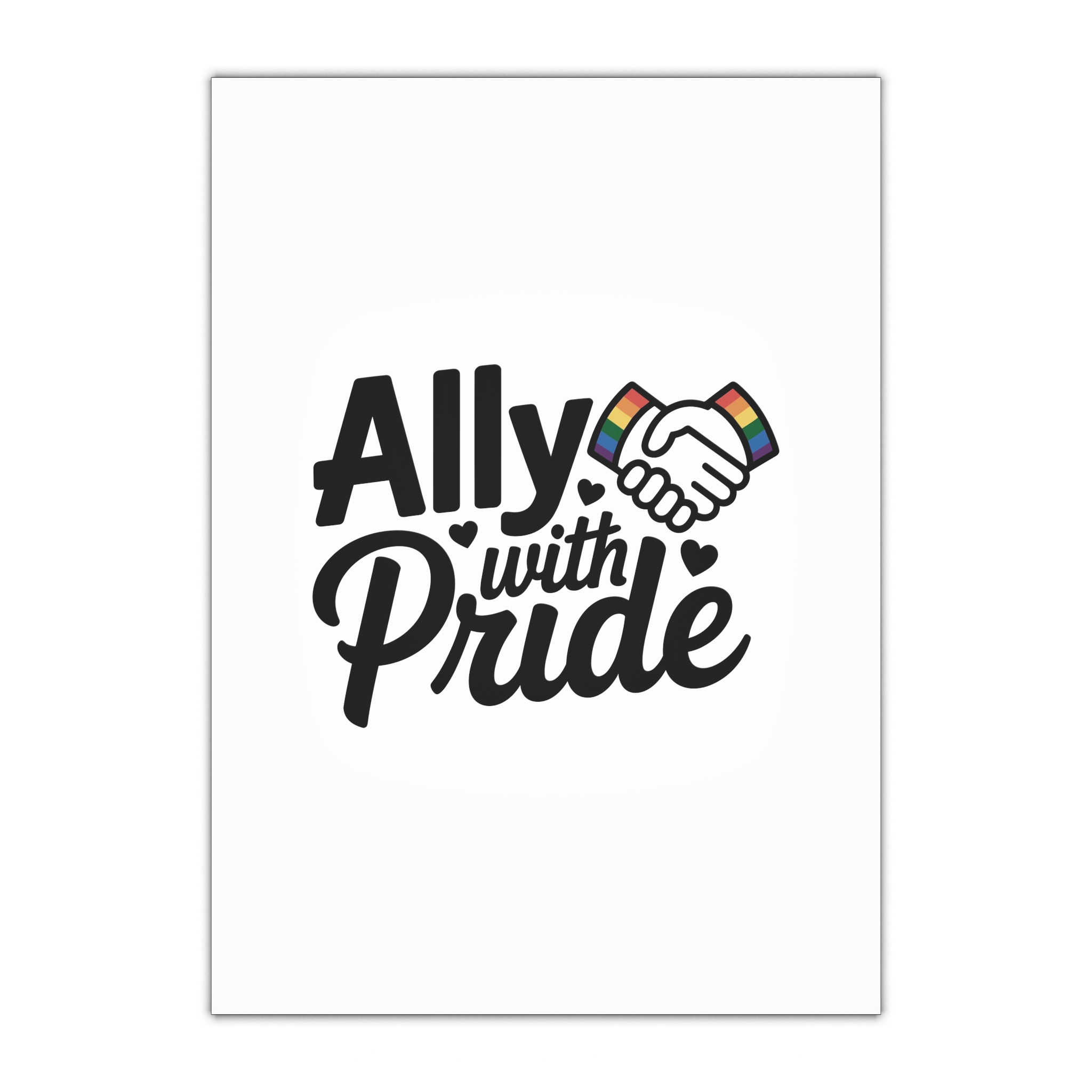 Ally With Pride T Shirt Design Isolated White Background 2 Gift Wrapping Paper Sheets 1pc