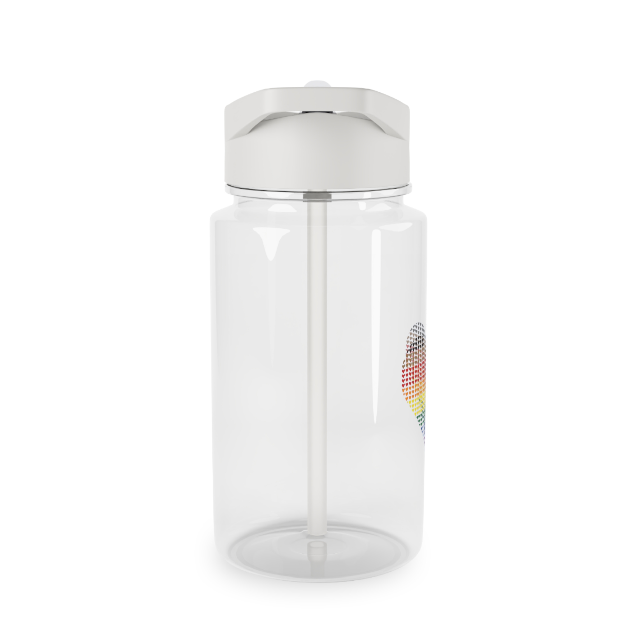 Pride Flag Heart Shape Icon With Heart Pattern Inside Heart Symbol With Black Brown Stripes Tritan Water Bottle - Image 4