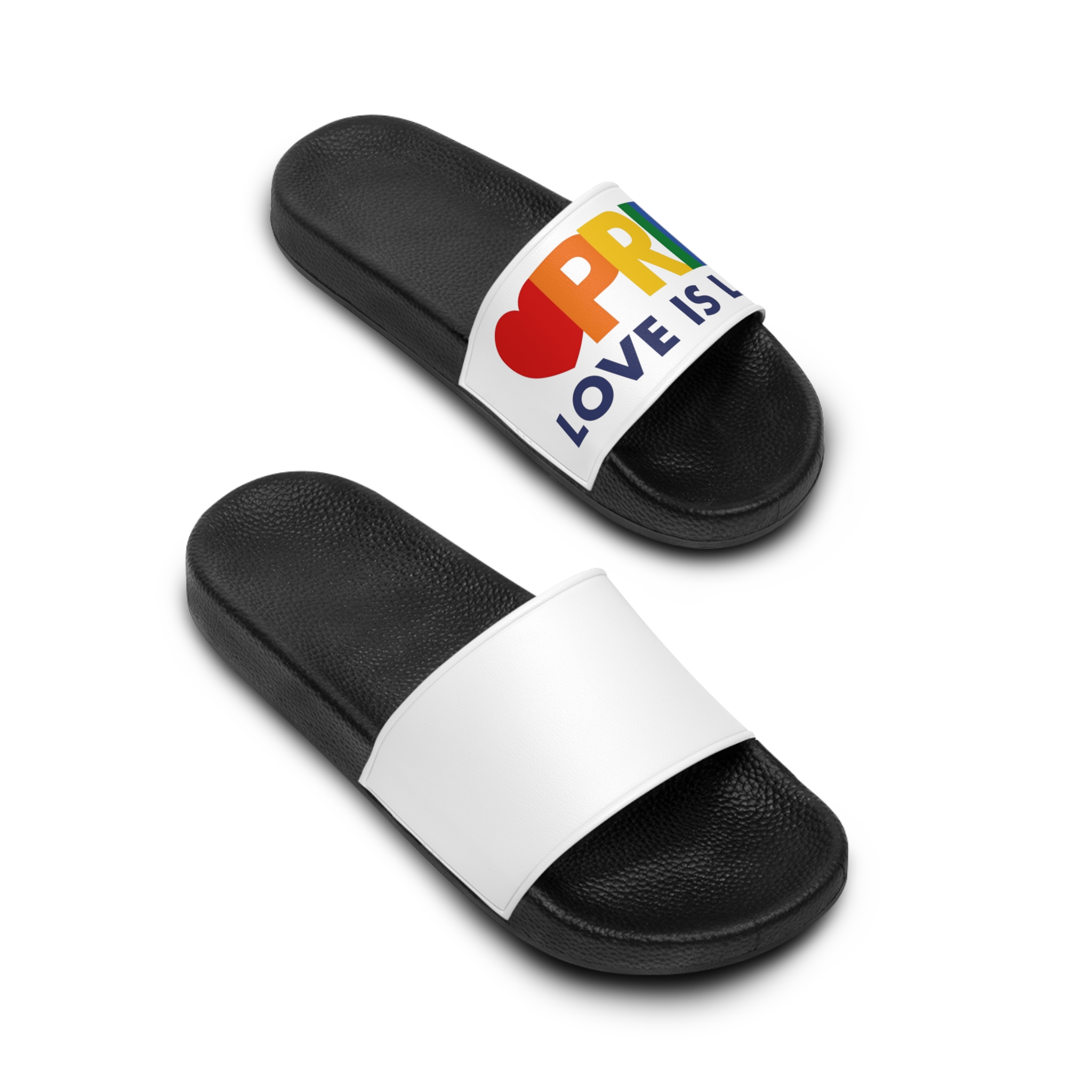 Lgbt Pride Month June 2026 Lesbian Gay Bisexual Transgender Lgbtq Flag Rainbow Love Vector (3) Mens Slide Sandals - Image 4