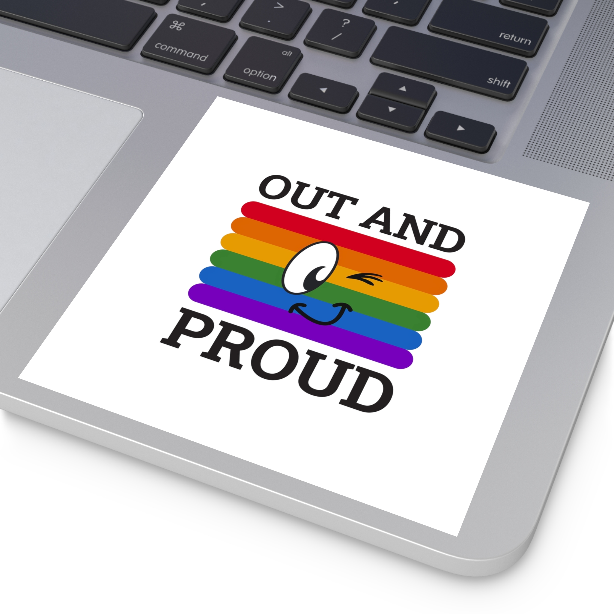 Out Proud Lgbtq Pride Month Quote Book Lover Rainbow Flag Hand Drawn Art White Background Laminate Stickers Square - Image 39