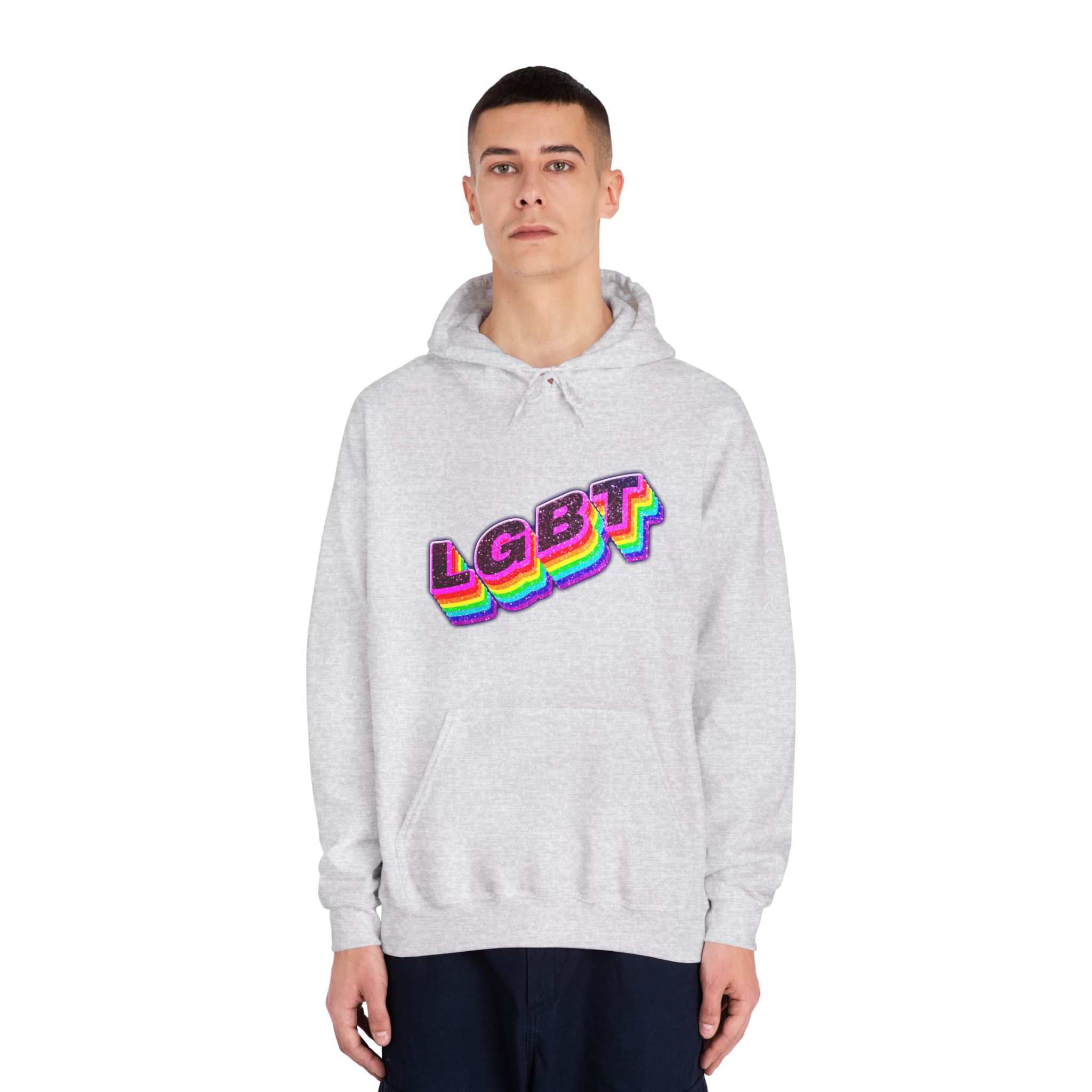 Png Word Lgbt Rainbow Typography Unisex Dryblend Hooded Sweatshirt - Image 7