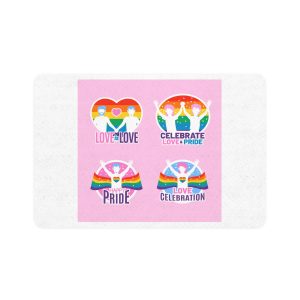 Pride Day Neon Badges Pet Food Mat 12x18