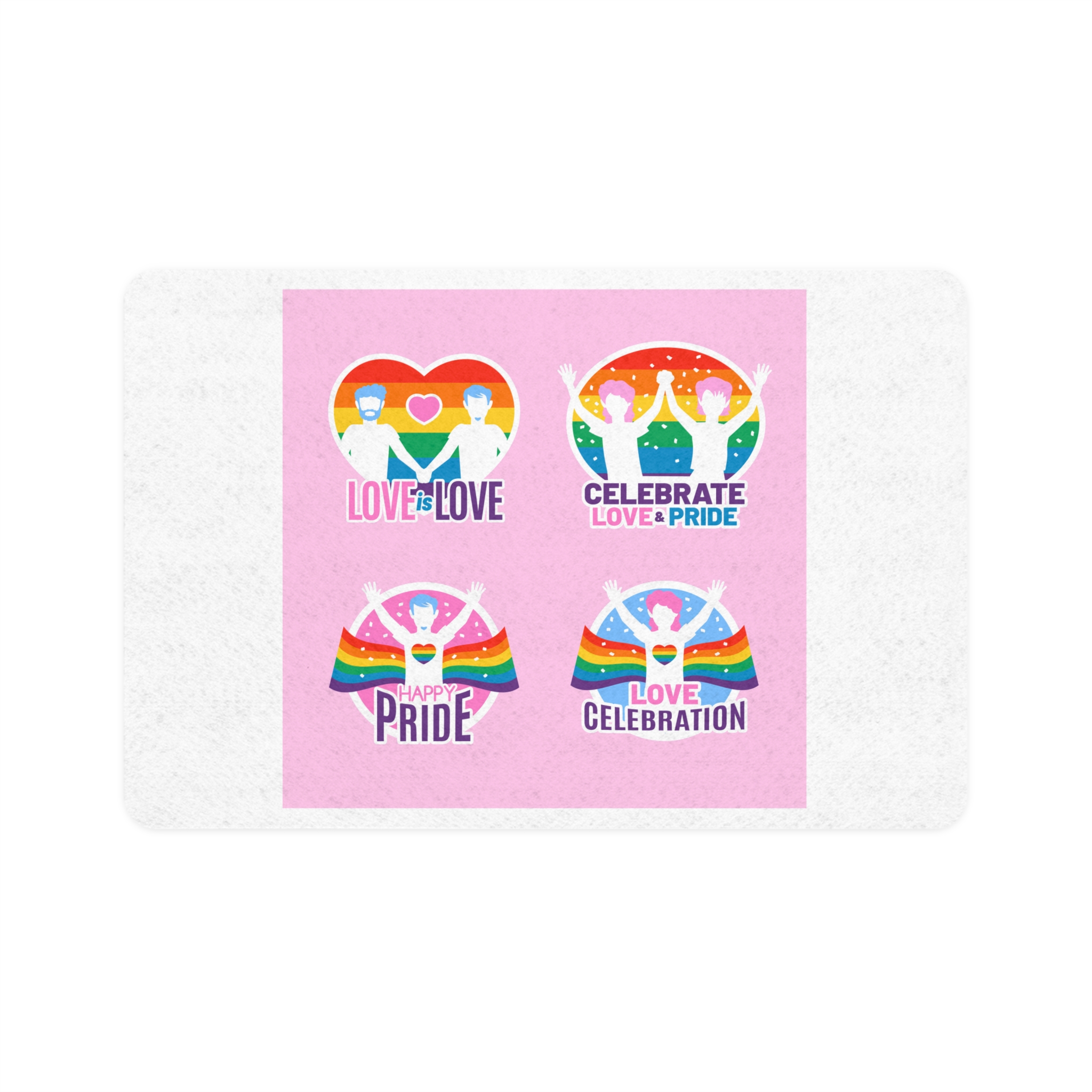 Pride Day Neon Badges Pet Food Mat 12x18