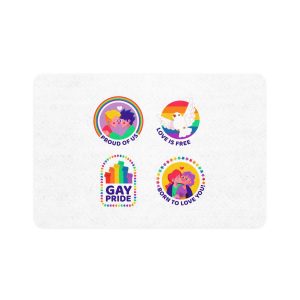 Flat Labels Collection Pride Month Celebration (1) Pet Food Mat 12x18