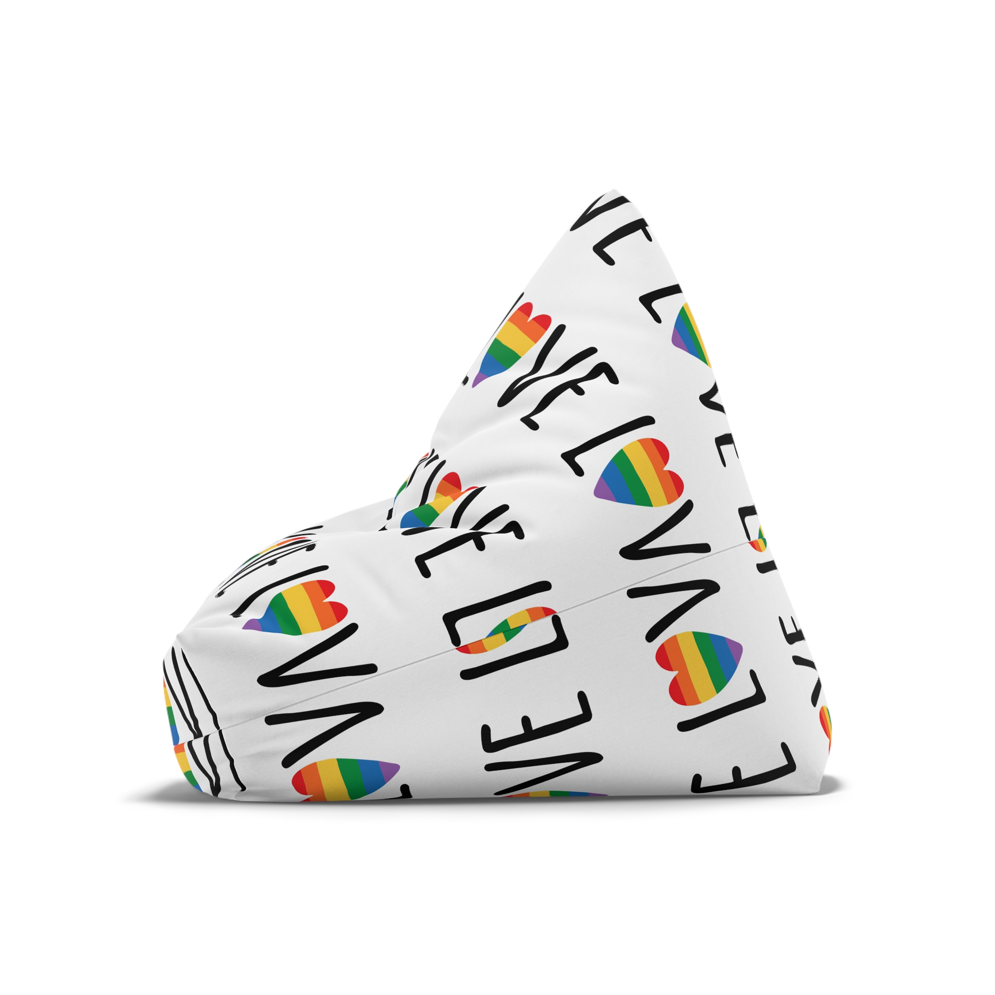 Hand Drawn Love Lgbt Pride Lettering With Rainbow Flag Heart Bean Bag Chair Cover - Image 8