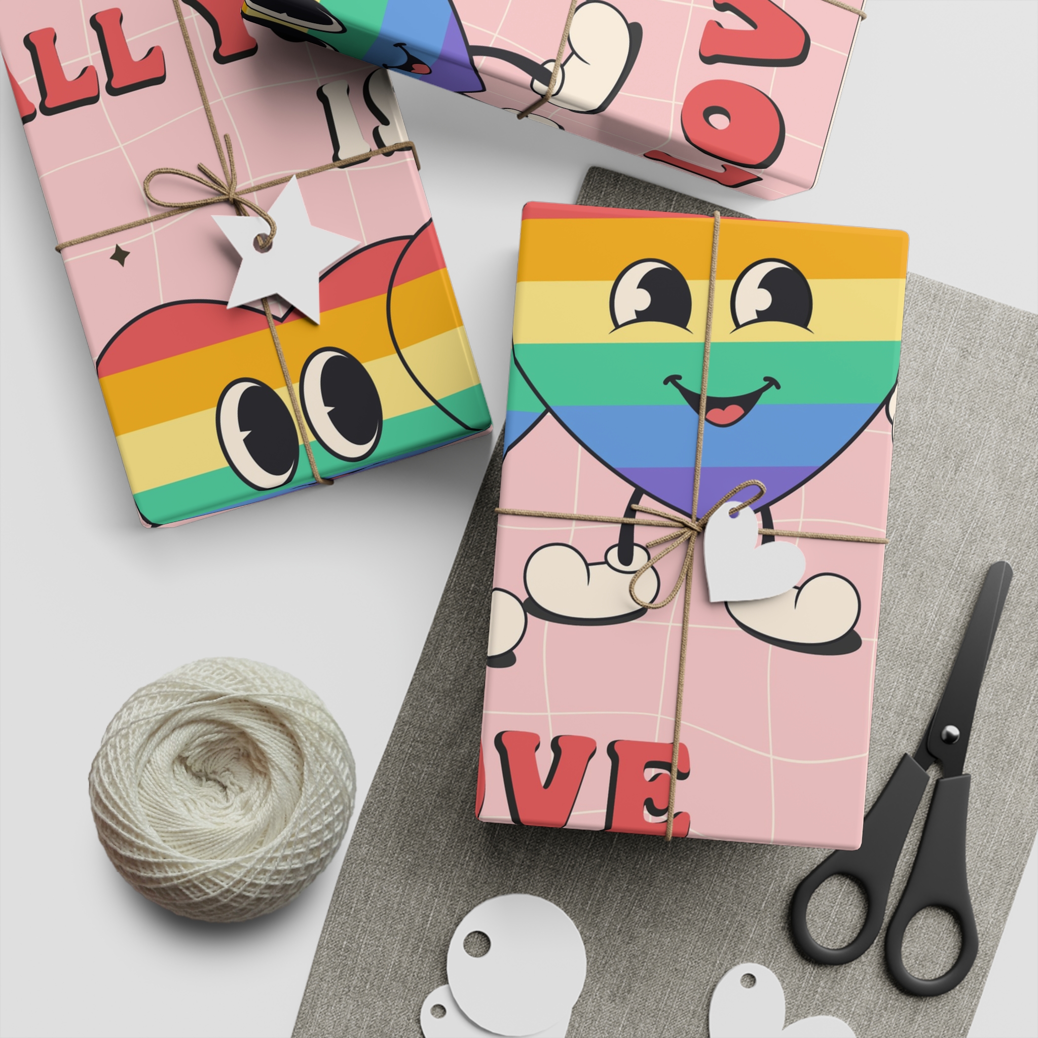 Lgbtq Pride Month Retro Groovy Poster Social Media Post Template With Rainbow Heart Gift Wrapping Paper Sheets 1pc - Image 2