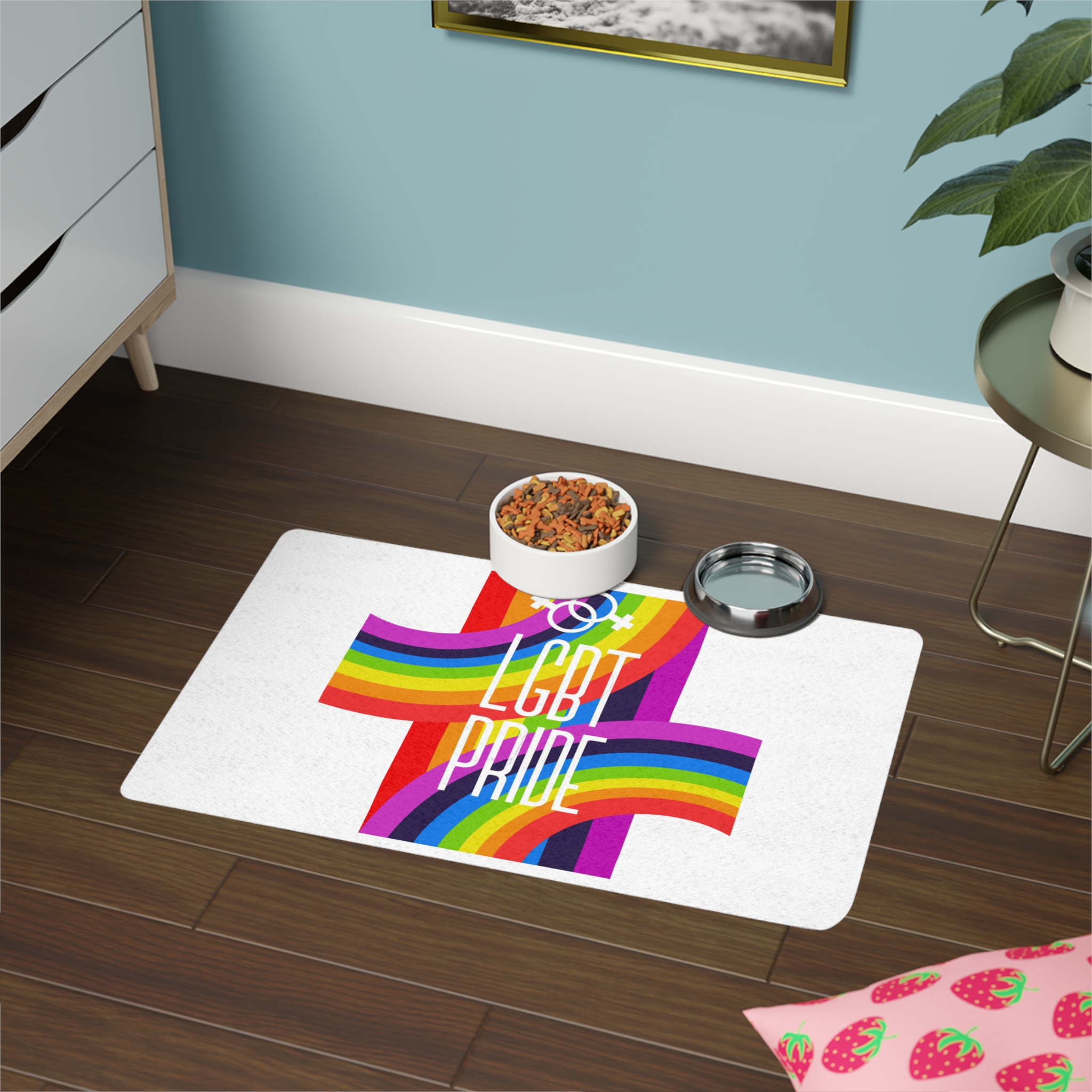 Gay Pride Background Lgbt Day Vector Illustration With Colorful Realistic Style Stickers Flyers Logo Designs Pet Food Mat 12x18 - Image 4