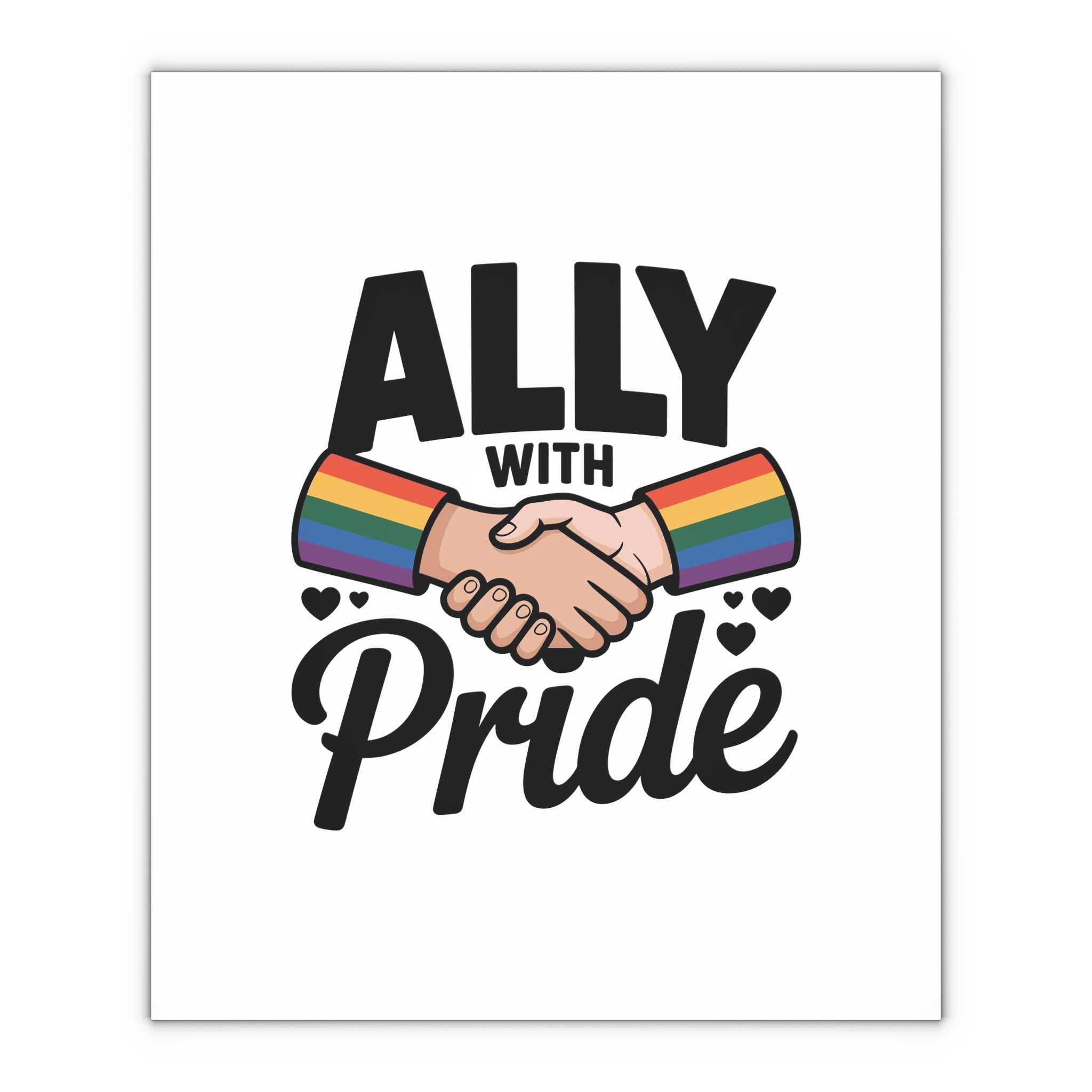Ally With Pride T Shirt Design Isolated White Background Gift Wrapping Paper Sheets 1pc - Image 4