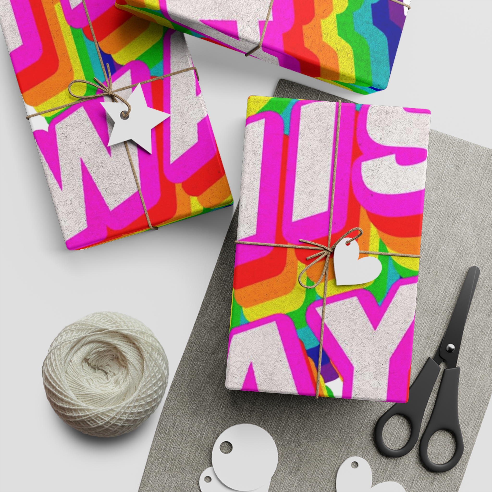 Rainbow Word Born This Way Typography Design Element Gift Wrapping Paper Sheets 1pc - Image 5