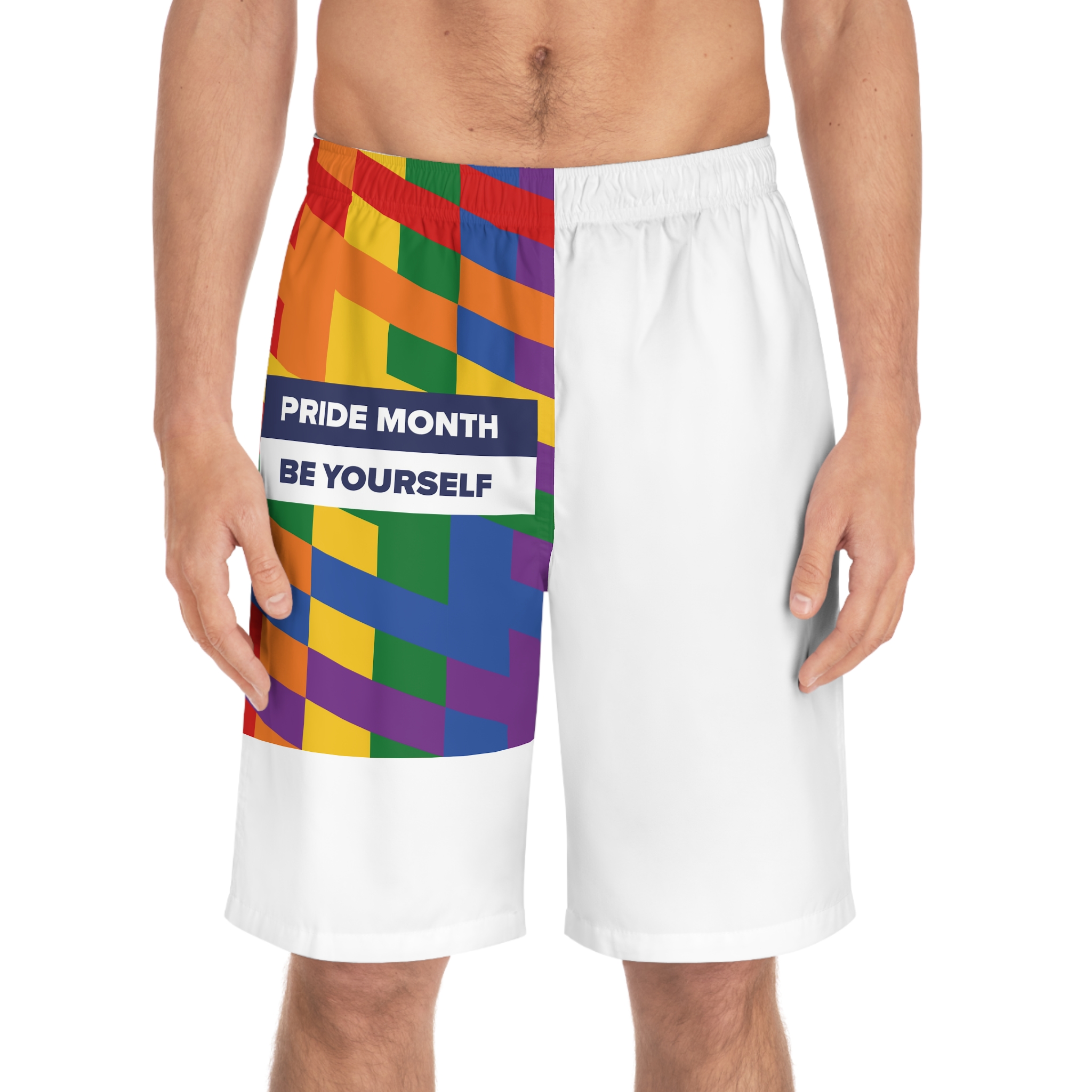 Lgbt Pride Month June Lesbian Gay Bisexual Transgender Lgbtq Flag Rainbow Vector(1)3 Mens Board Shorts Aop - Image 3