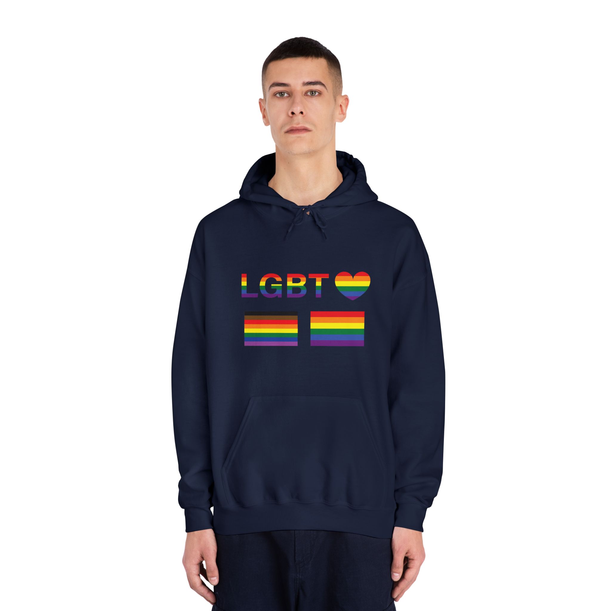 Lgbt Word Text Letter With Heart Rainbow Color Flag Isolated White Background Vector Illustrati Unisex Dryblend Hooded Sweatshirt - Image 31