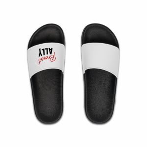 Proud Ally T Shirt Design Isolated White Background Mens Slide Sandals