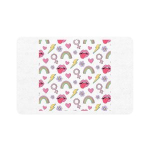 Colorful Seamless Pattern With Feminist Pride Symbols Pet Food Mat 12x18