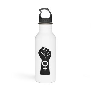 Symbol Feminist Movement Woman Hand With Her Fist Raised Up Girl Power Happy Womens Day Stainless Steel Water Bottle