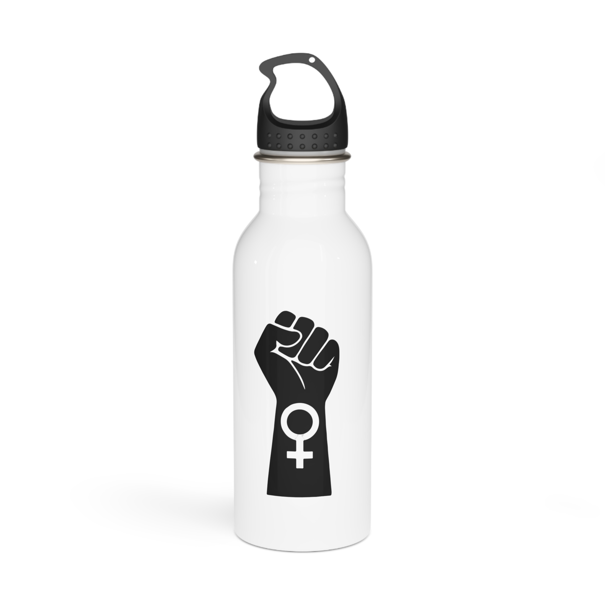 Symbol Feminist Movement Woman Hand With Her Fist Raised Up Girl Power Happy Womens Day Stainless Steel Water Bottle