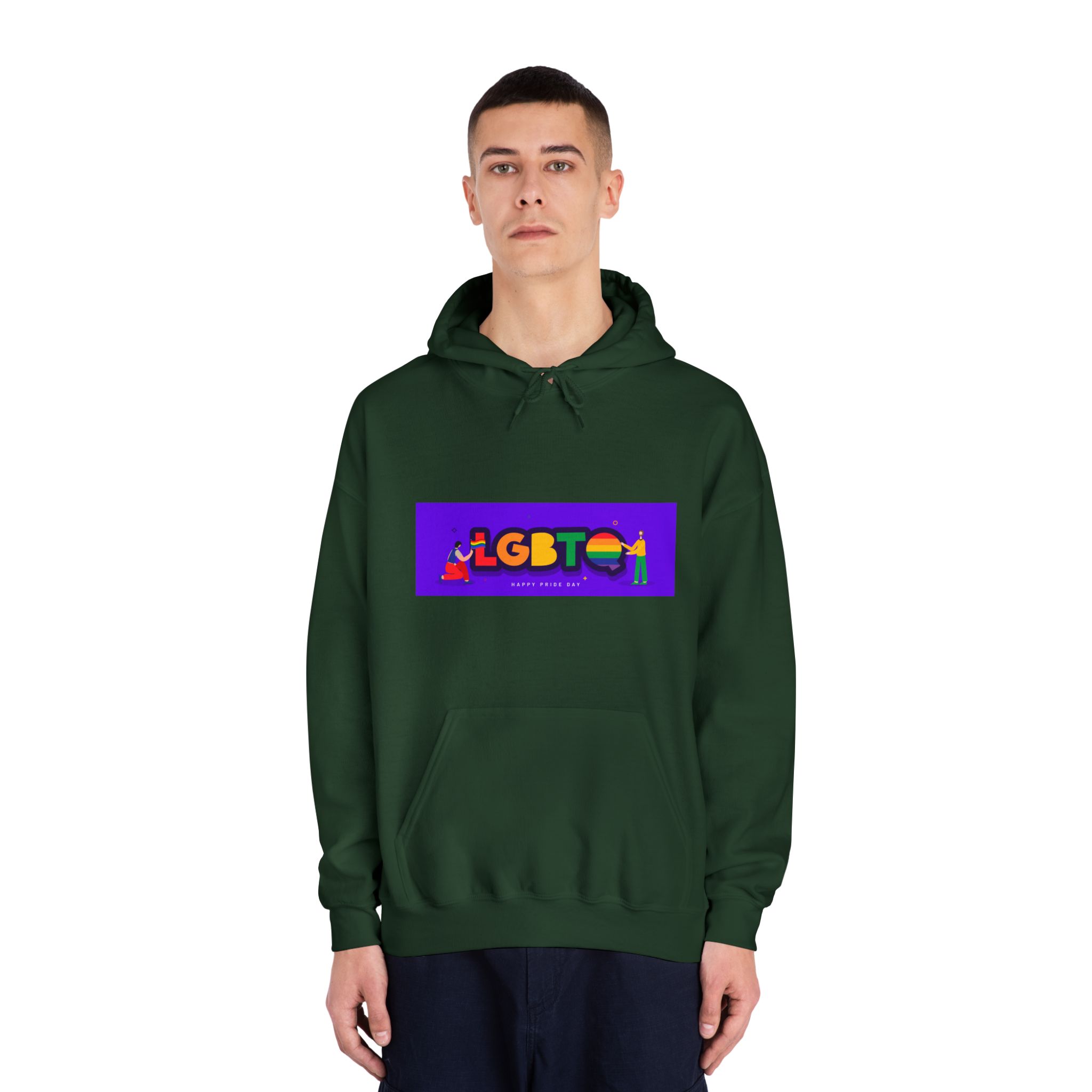 Lgbtq Community Banner Design With Illustration Gay Couple Unisex Dryblend Hooded Sweatshirt - Image 23
