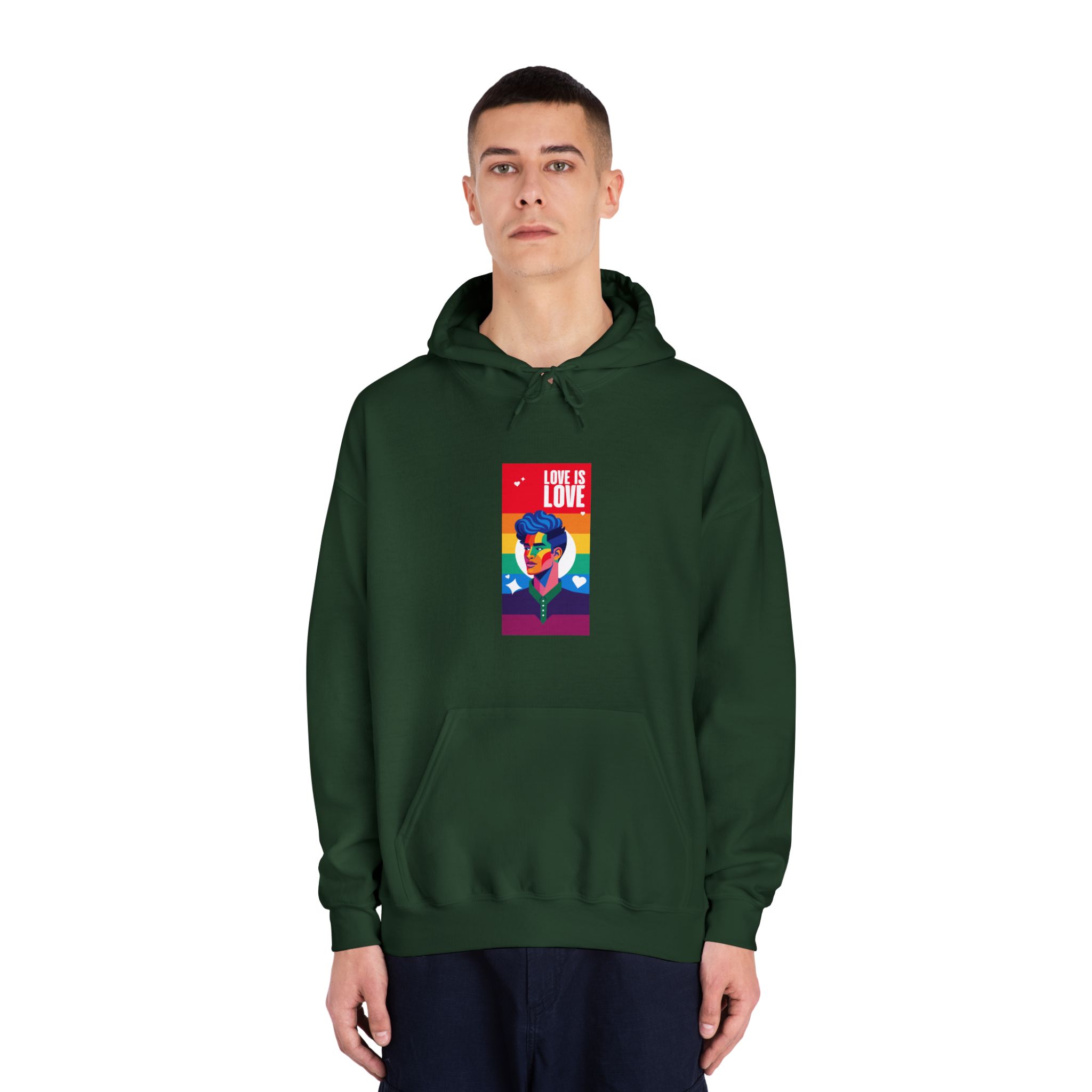 Poster Man With Rainbow Colored Face Rainbow Colored Background Unisex Dryblend Hooded Sweatshirt - Image 23
