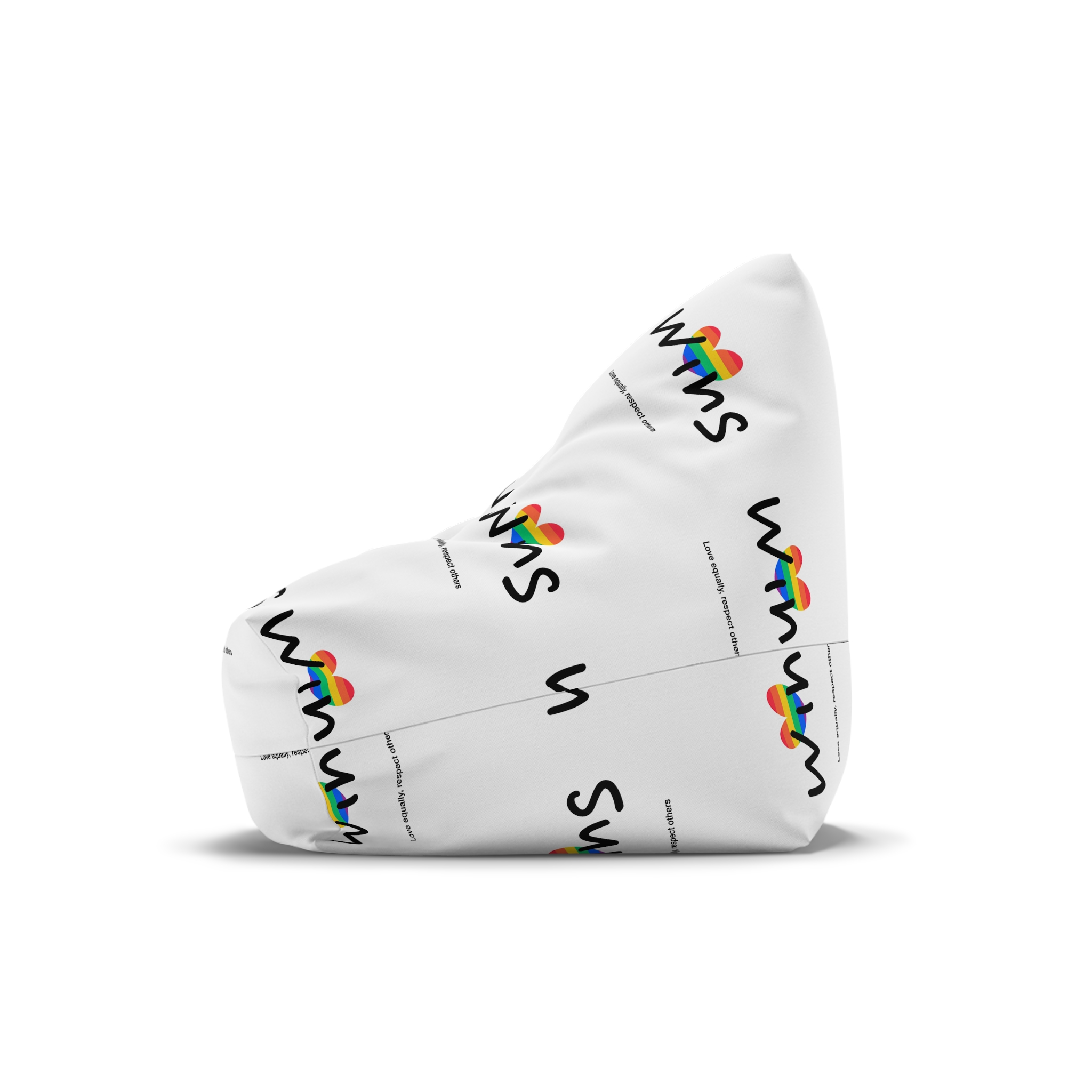 Love Letter Pride Rainbow Lettering Text Writing Pattern Freedom Love Heart Homo Colors Flag Parade (2) Bean Bag Chair Cover - Image 4