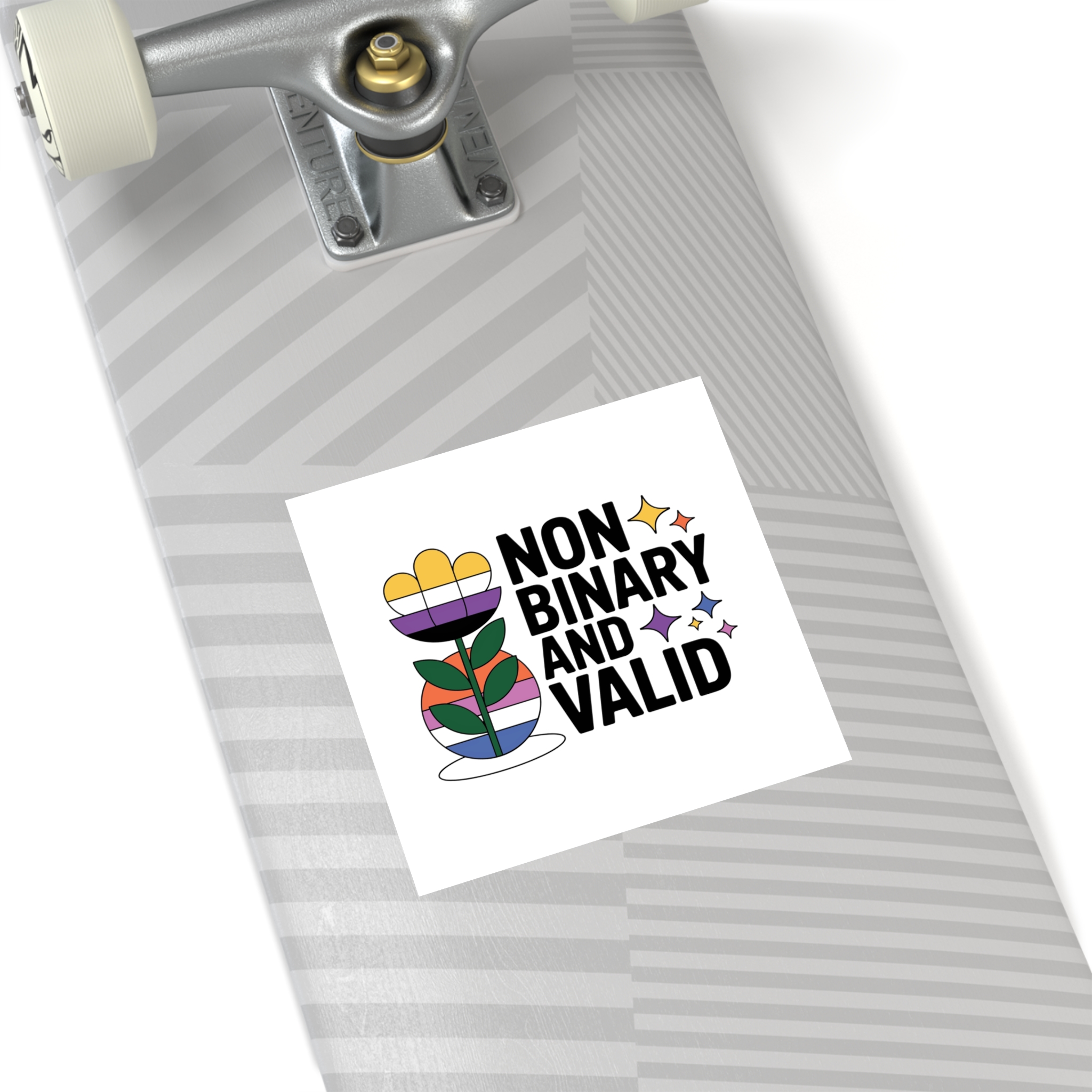 Non Binary Valid T Shirt Design Isolated White Background Laminate Stickers Square - Image 40