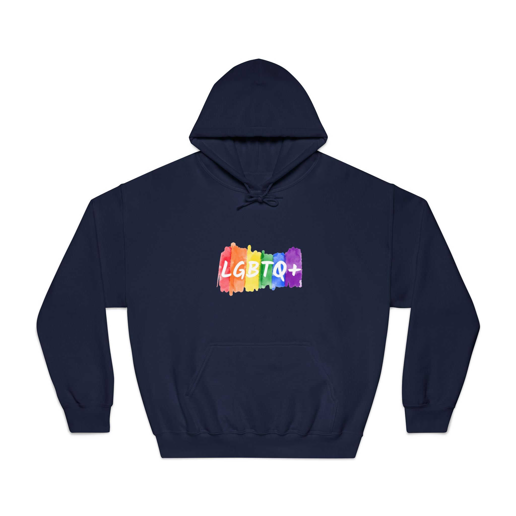 Lgbtq Logo Lettering Text Vector Rainbow Watercolor Paint Textured Colorful Stripes Unisex Dryblend Hooded Sweatshirt - Image 29