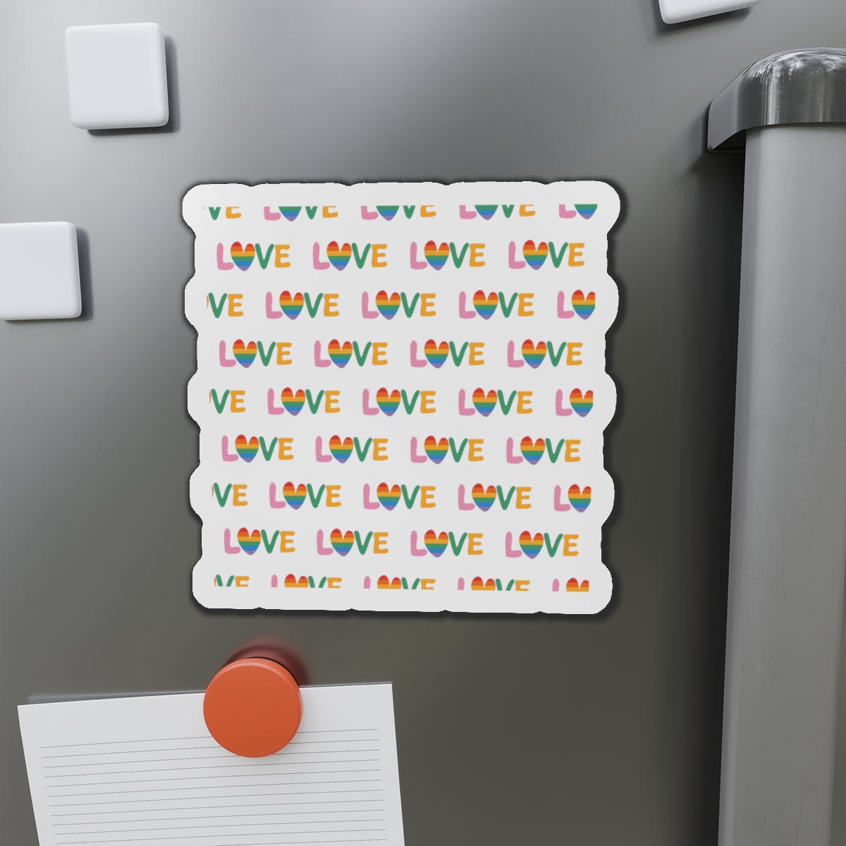Rainbow Love Lettering Seamless Pattern Happy Pride Minimalistic Background With Simple Text Die Cut Magnets - Image 14