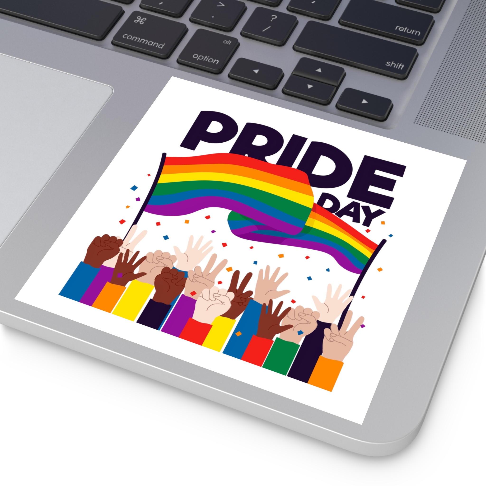 Pride Day Event With Rainbow Flag Theme Laminate Stickers Square - Image 75